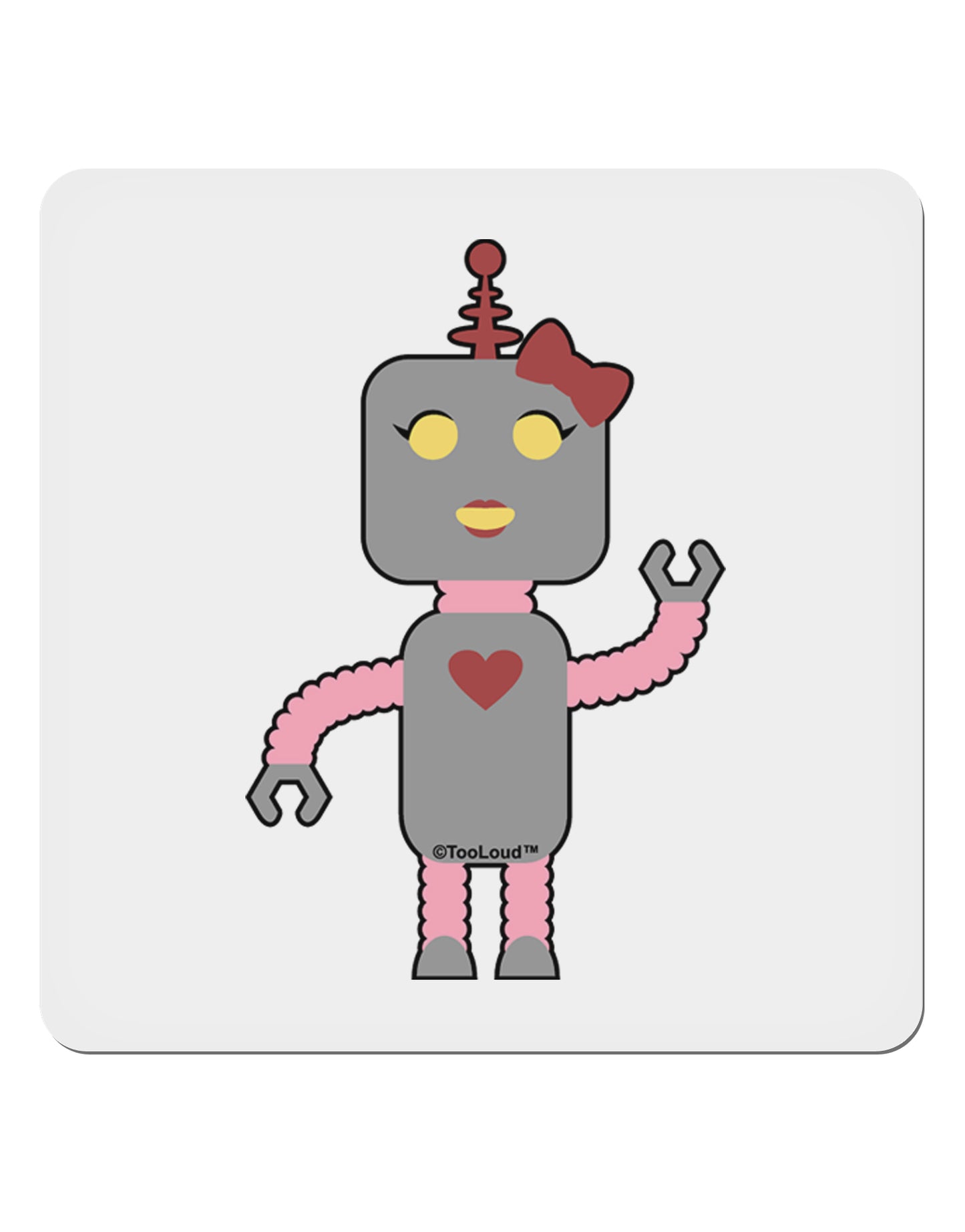 Cute Robot Female 4x4" Square Sticker-Stickers-TooLoud-1-Davson Sales