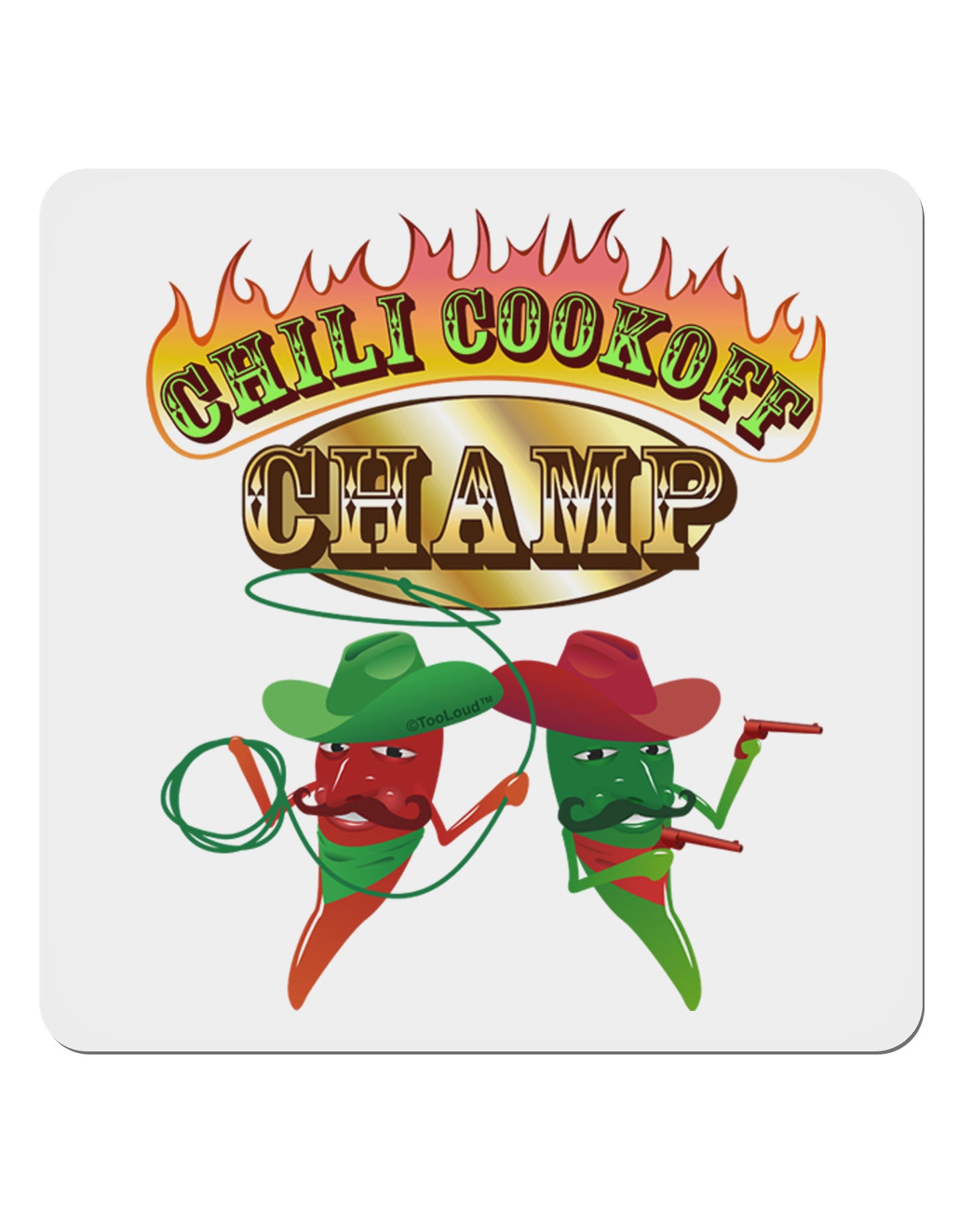 Cowboy Chili Cookoff Champ 4x4" Square Sticker-Stickers-TooLoud-1-Davson Sales