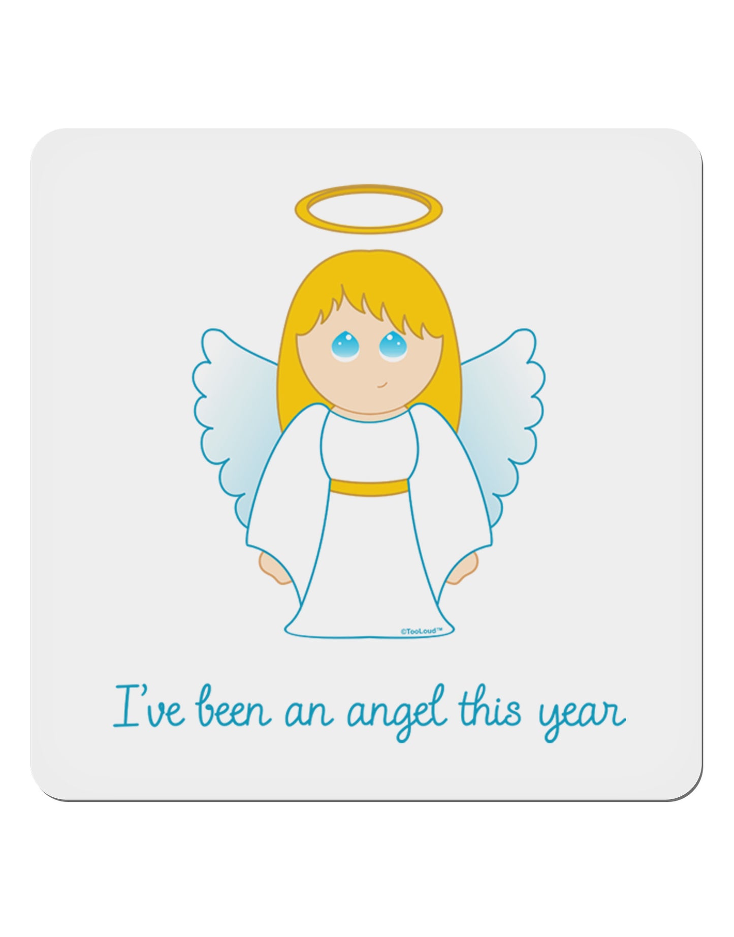 I've Been An Angel This Year Cute Christmas Angel 4x4" Square Sticker 4 Pieces-Stickers-TooLoud-White-Davson Sales