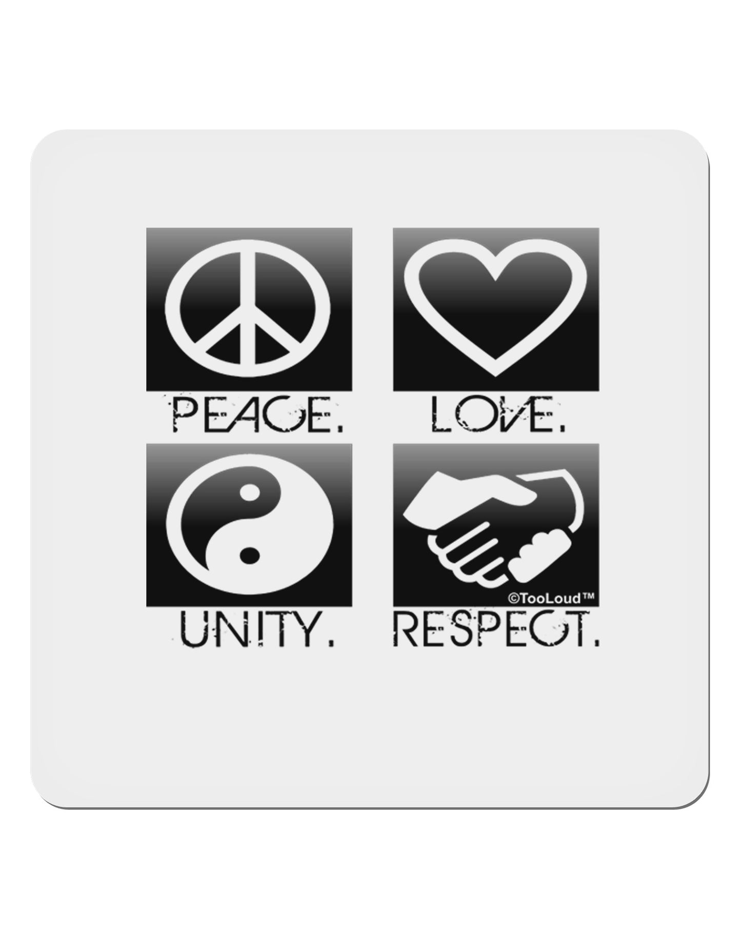 PLUR Squares BnW 4x4" Square Sticker 4 Pieces-Stickers-TooLoud-White-Davson Sales
