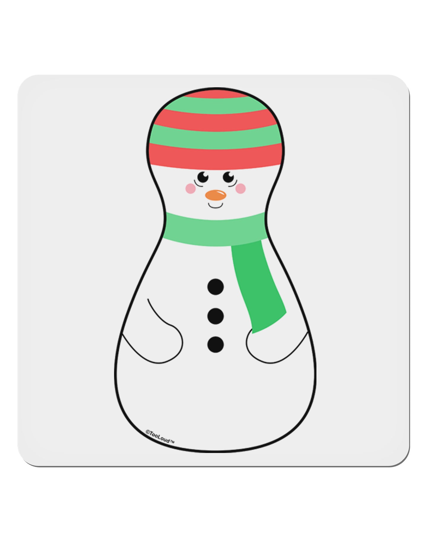Cute Snowman Matryoshka Nesting Doll - Christmas 4x4" Square Sticker 4 Pieces-Stickers-TooLoud-White-Davson Sales