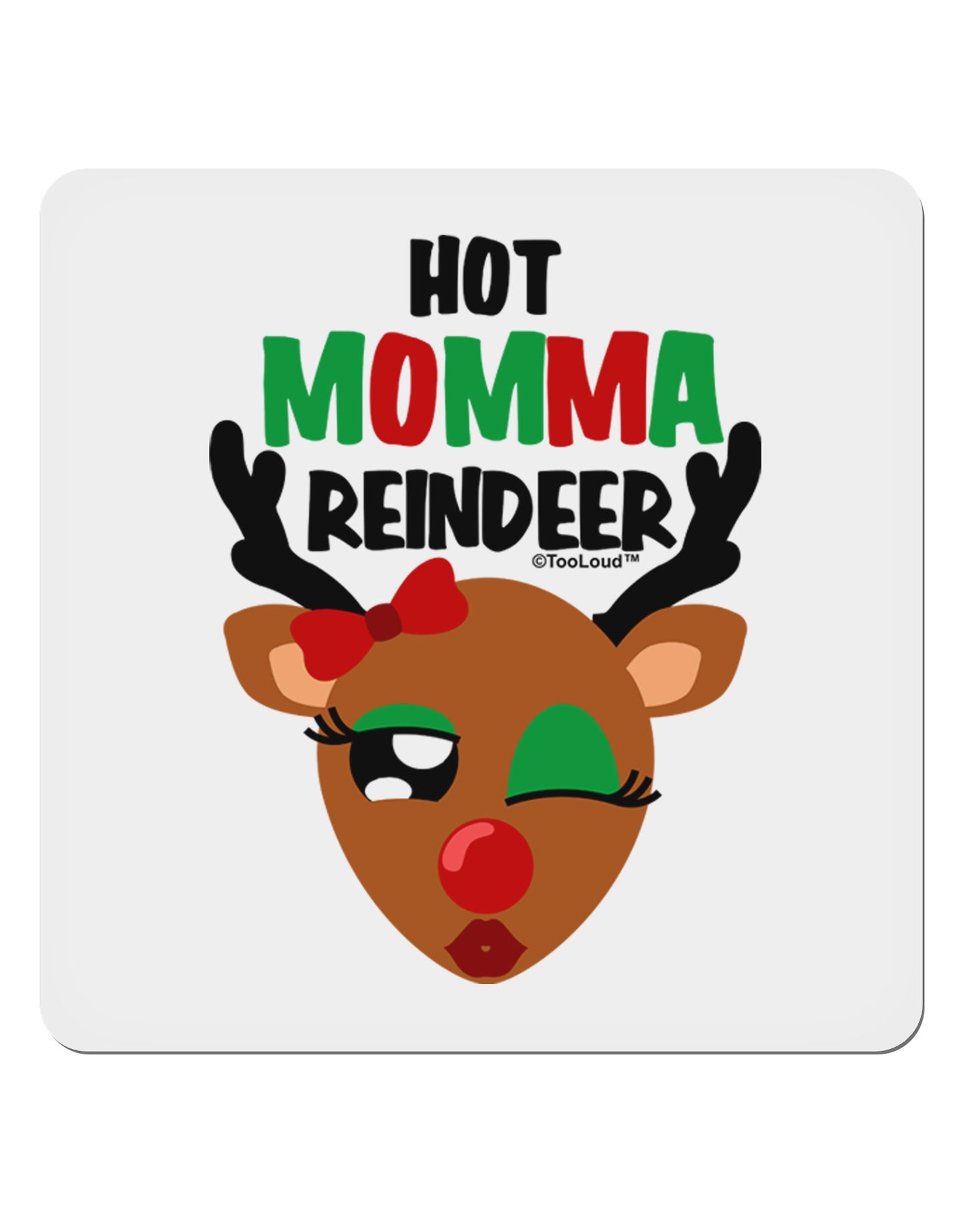 Hot Momma Reindeer Matching Deer 4x4" Square Sticker-Stickers-TooLoud-1-Davson Sales