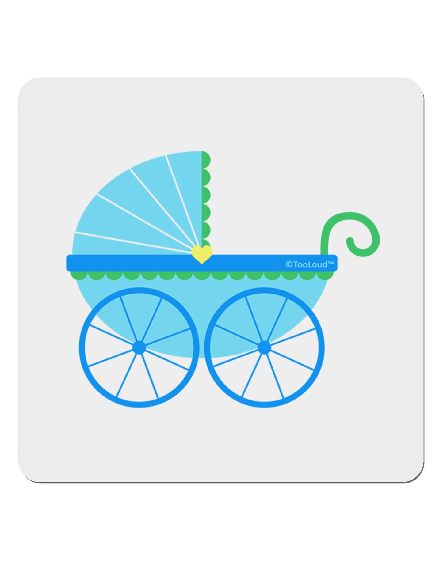 Baby Boy Carriage 4x4" Square Sticker 4 Pieces-Stickers-TooLoud-White-Davson Sales