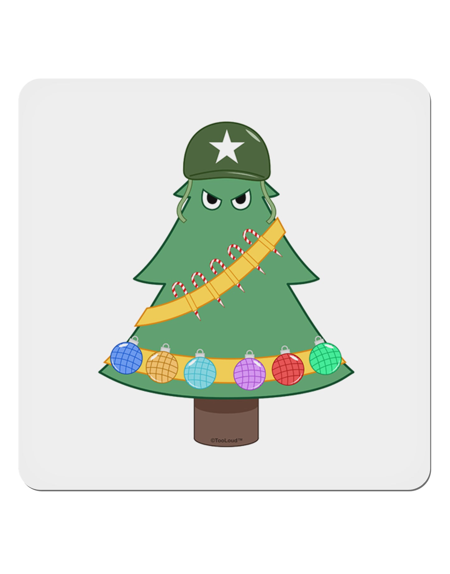 Christmas Tree Armed Design 4x4" Square Sticker 4 Pieces-Stickers-TooLoud-White-Davson Sales