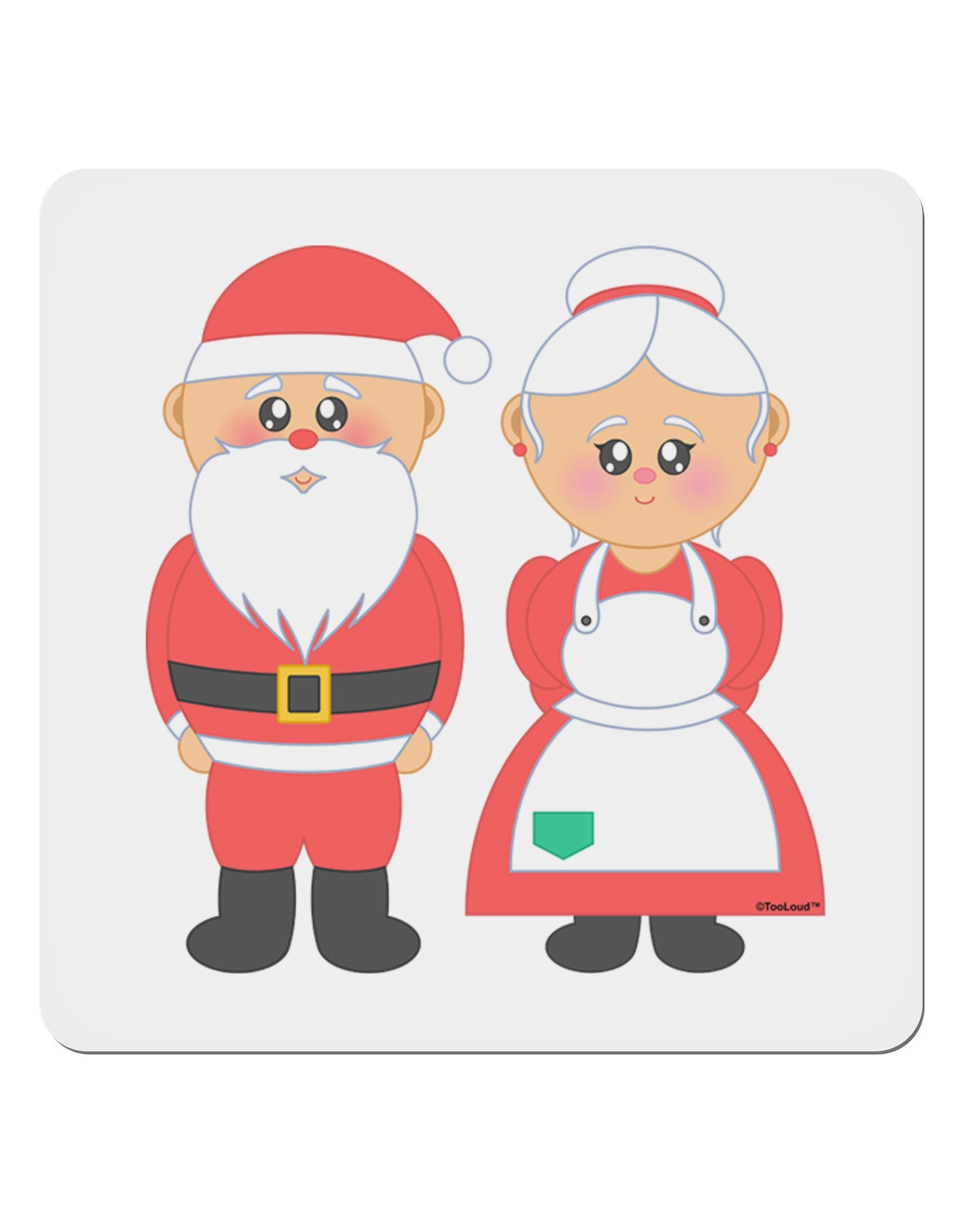 Cute Mr and Mrs Santa Claus Couple Christmas 4x4" Square Sticker 4 Pieces-Stickers-TooLoud-White-Davson Sales
