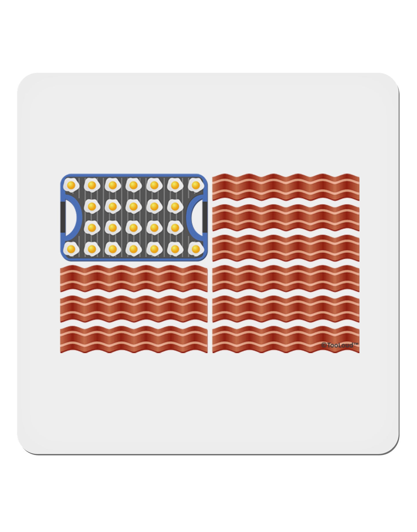 American Breakfast Flag - Bacon and Eggs 4x4" Square Sticker 4 Pieces-Stickers-TooLoud-White-Davson Sales