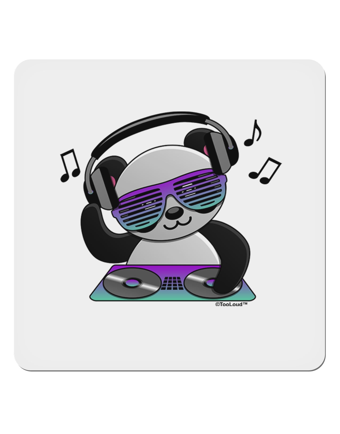 Panda DJ 4x4" Square Sticker-Stickers-TooLoud-1-Davson Sales
