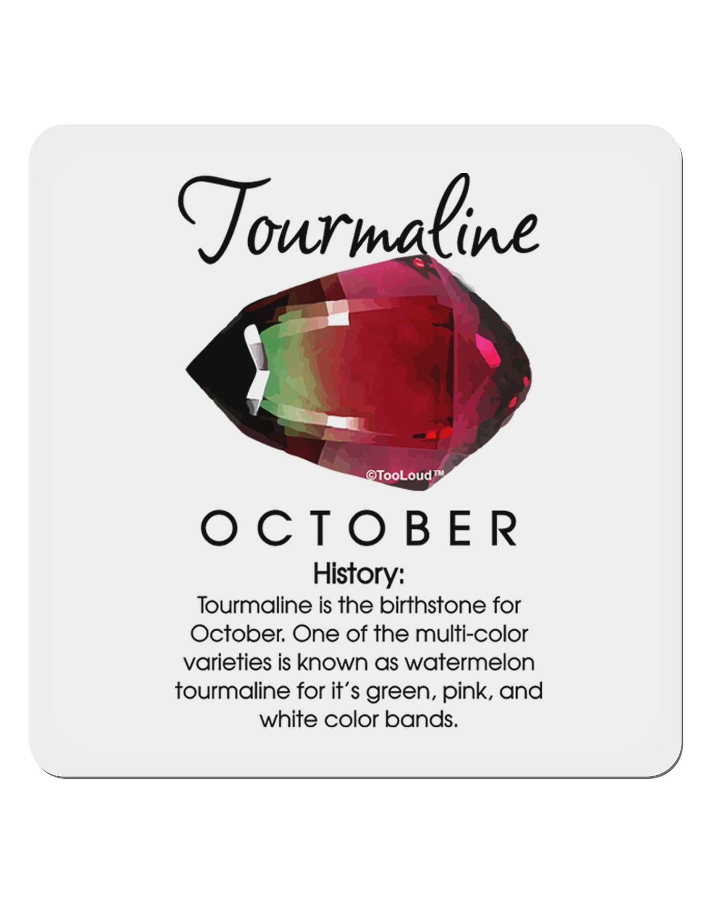 Birthstone Tourmaline 4x4" Square Sticker-Stickers-TooLoud-1-Davson Sales
