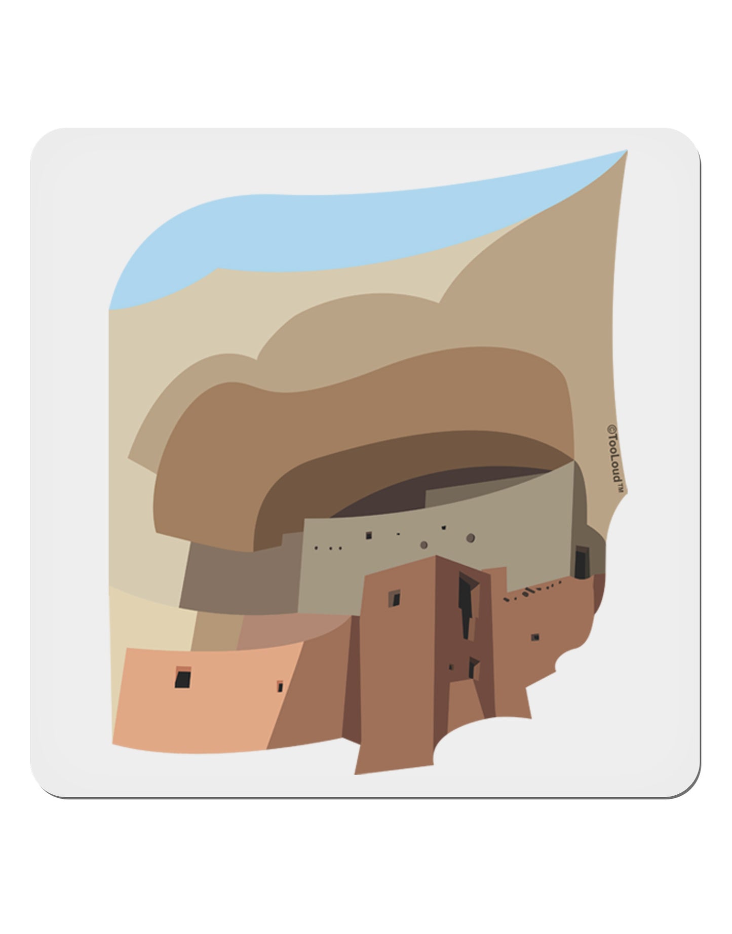 Montezuma Castle Artwork 4x4" Square Sticker-Stickers-TooLoud-1-Davson Sales