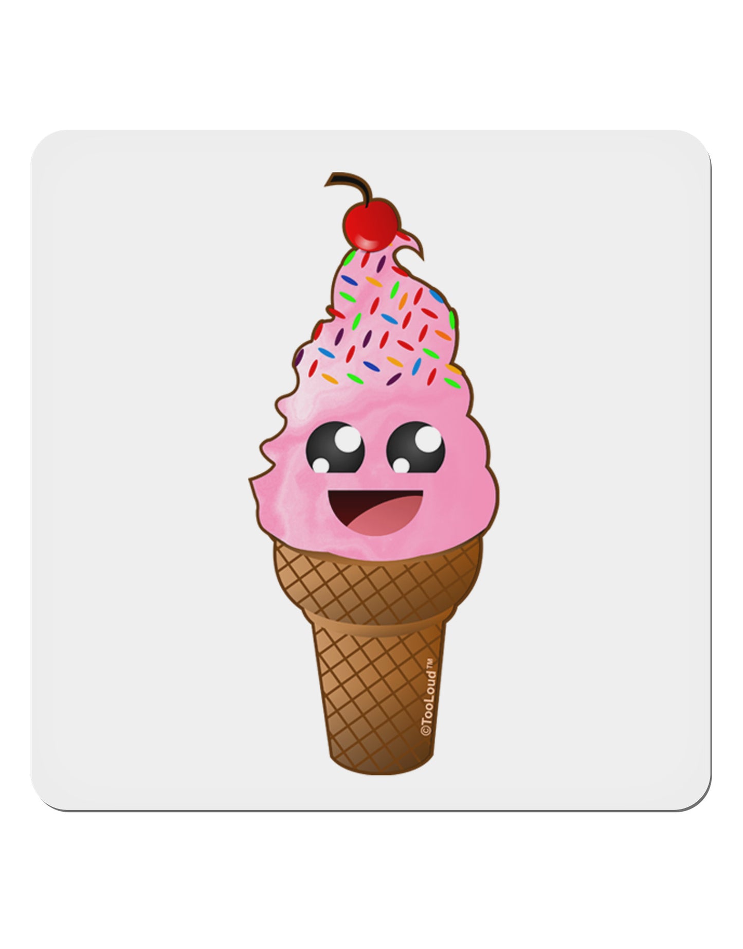 Cute Ice Cream Cone 4x4" Square Sticker-Stickers-TooLoud-1-Davson Sales