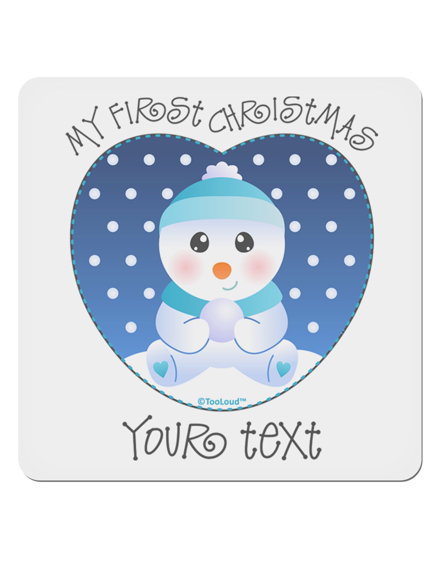 Personalized My First Christmas Snowbaby Blue 4x4" Square Sticker 4 Pieces-Stickers-TooLoud-White-Davson Sales