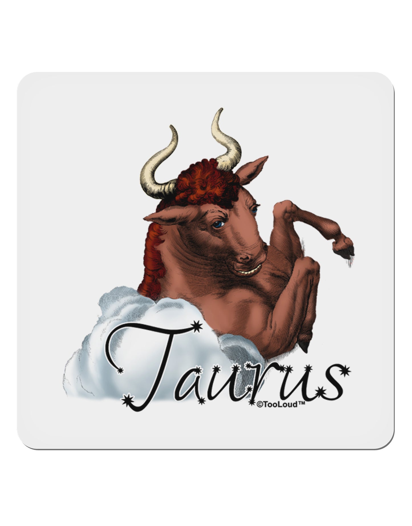 Taurus Color Illustration 4x4" Square Sticker 4 Pieces-Stickers-TooLoud-White-Davson Sales