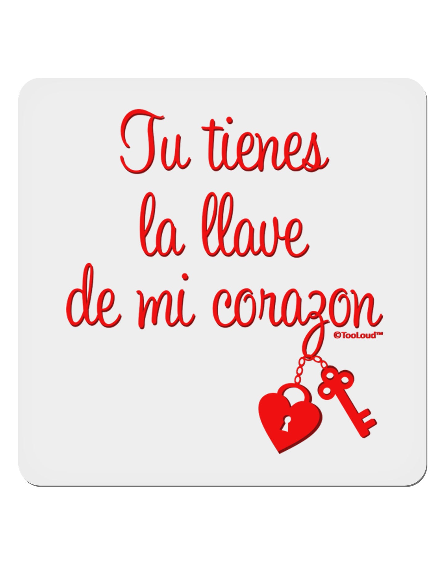 Tu Tienes La Llave De Mi Corazon 4x4" Square Sticker 4 Pieces-Stickers-TooLoud-White-Davson Sales