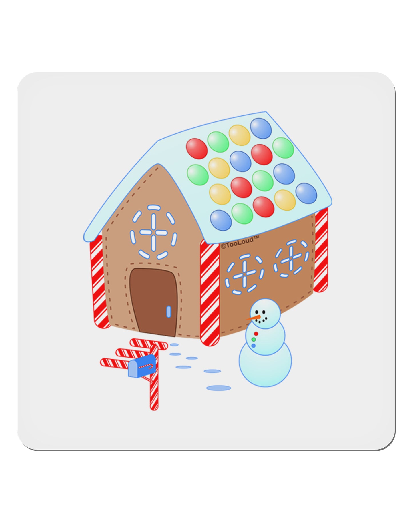 Little Gingerbread House Design #1 4x4" Square Sticker 4 Pieces-Stickers-TooLoud-White-Davson Sales