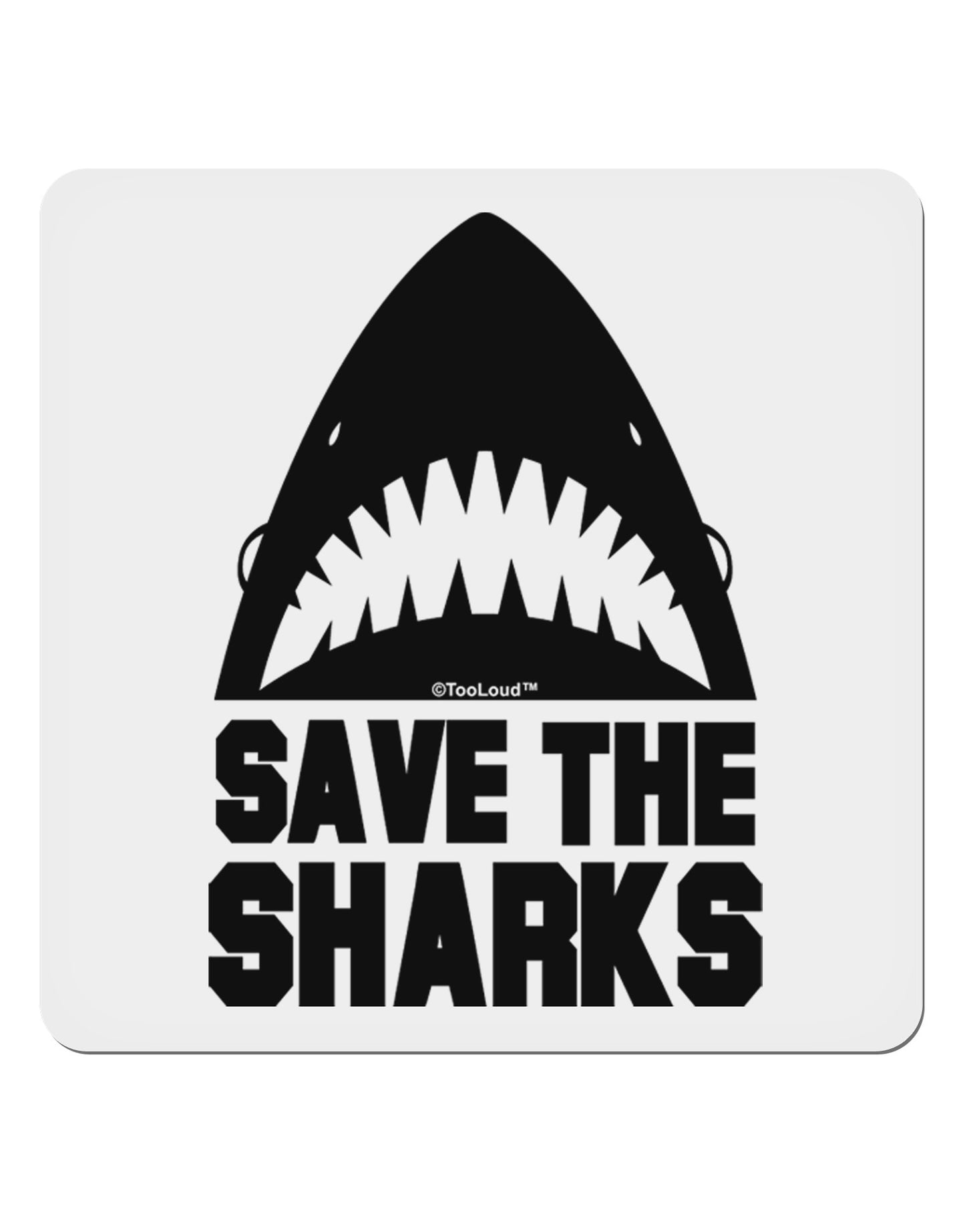 Save The Sharks 4x4" Square Sticker 4 Pieces-Stickers-TooLoud-White-Davson Sales
