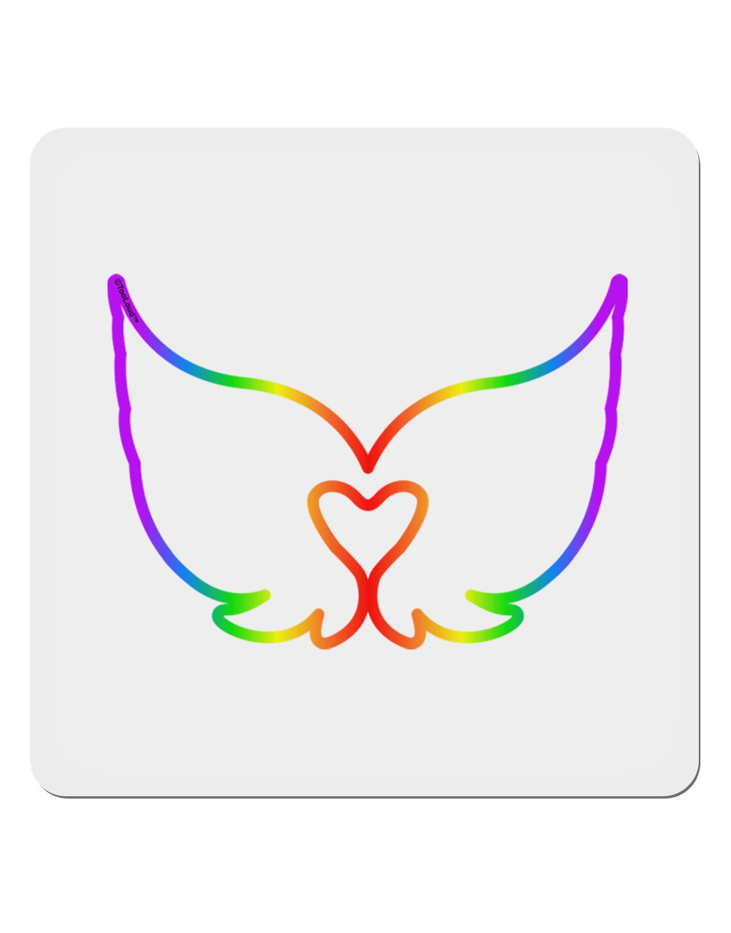 Cute Rainbow Angel Wings Heart 4x4" Square Sticker 4 Pieces-Stickers-TooLoud-White-Davson Sales