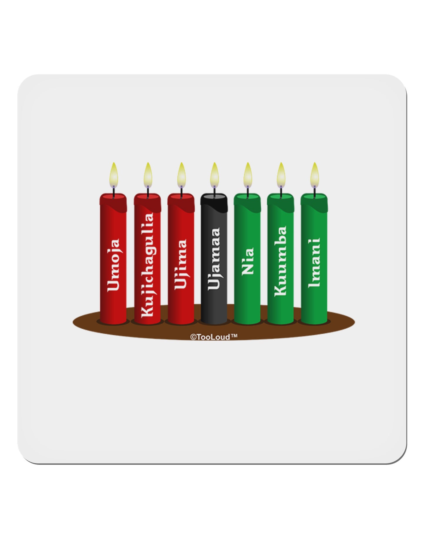 Kwanzaa Candles 7 Principles 4x4" Square Sticker - 4 PACK-Stickers-TooLoud-1-Davson Sales