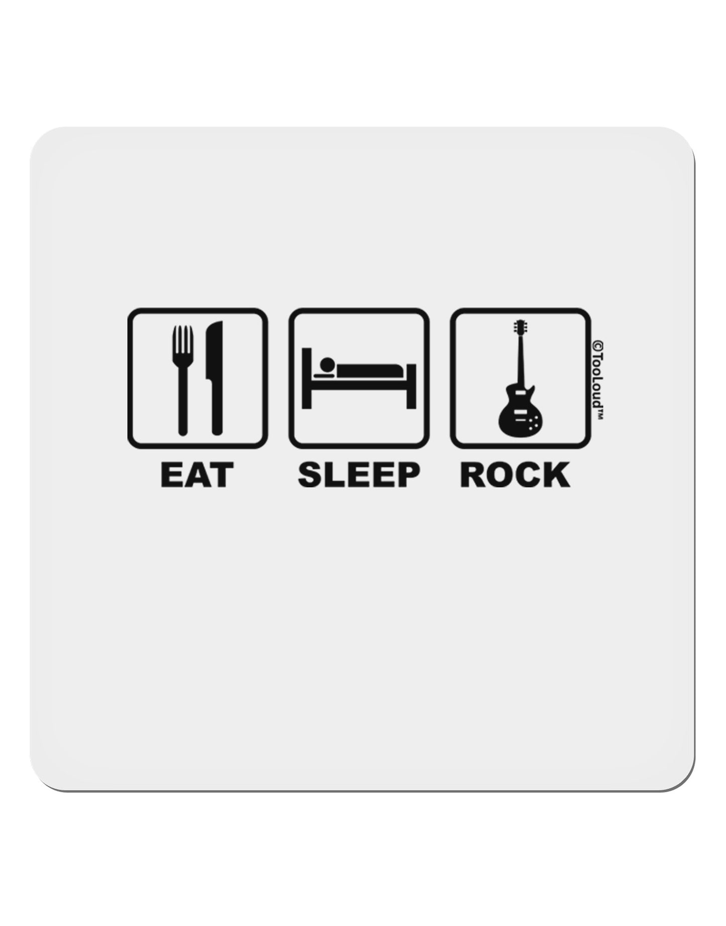 Eat Sleep Rock Design 4x4" Square Sticker 4 Pieces-Stickers-TooLoud-White-Davson Sales