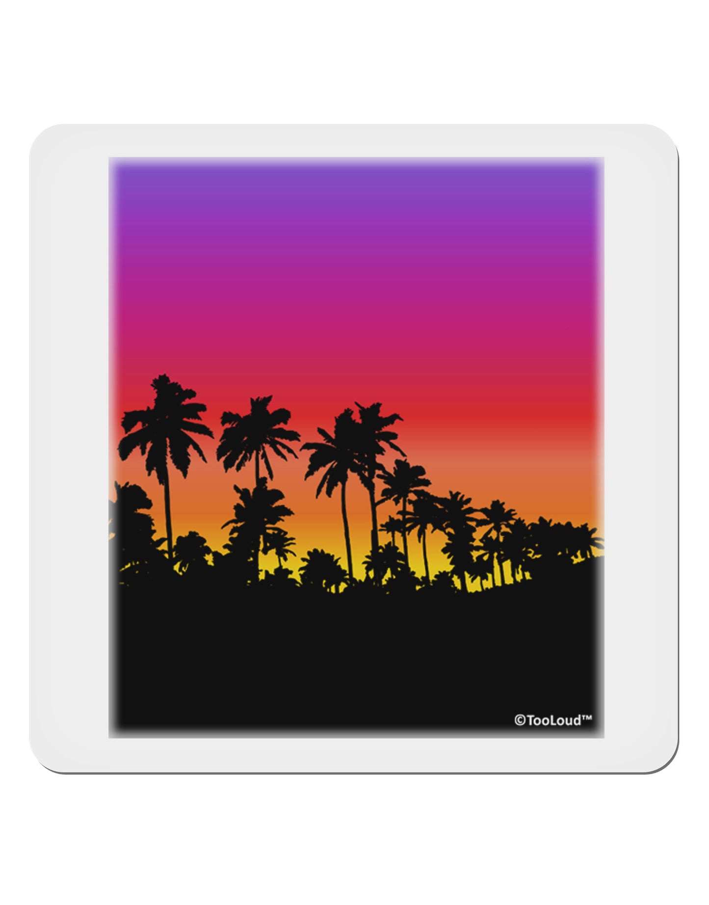 Palm Trees and Sunset Design 4x4" Square Sticker 4 Pieces-Stickers-TooLoud-White-Davson Sales