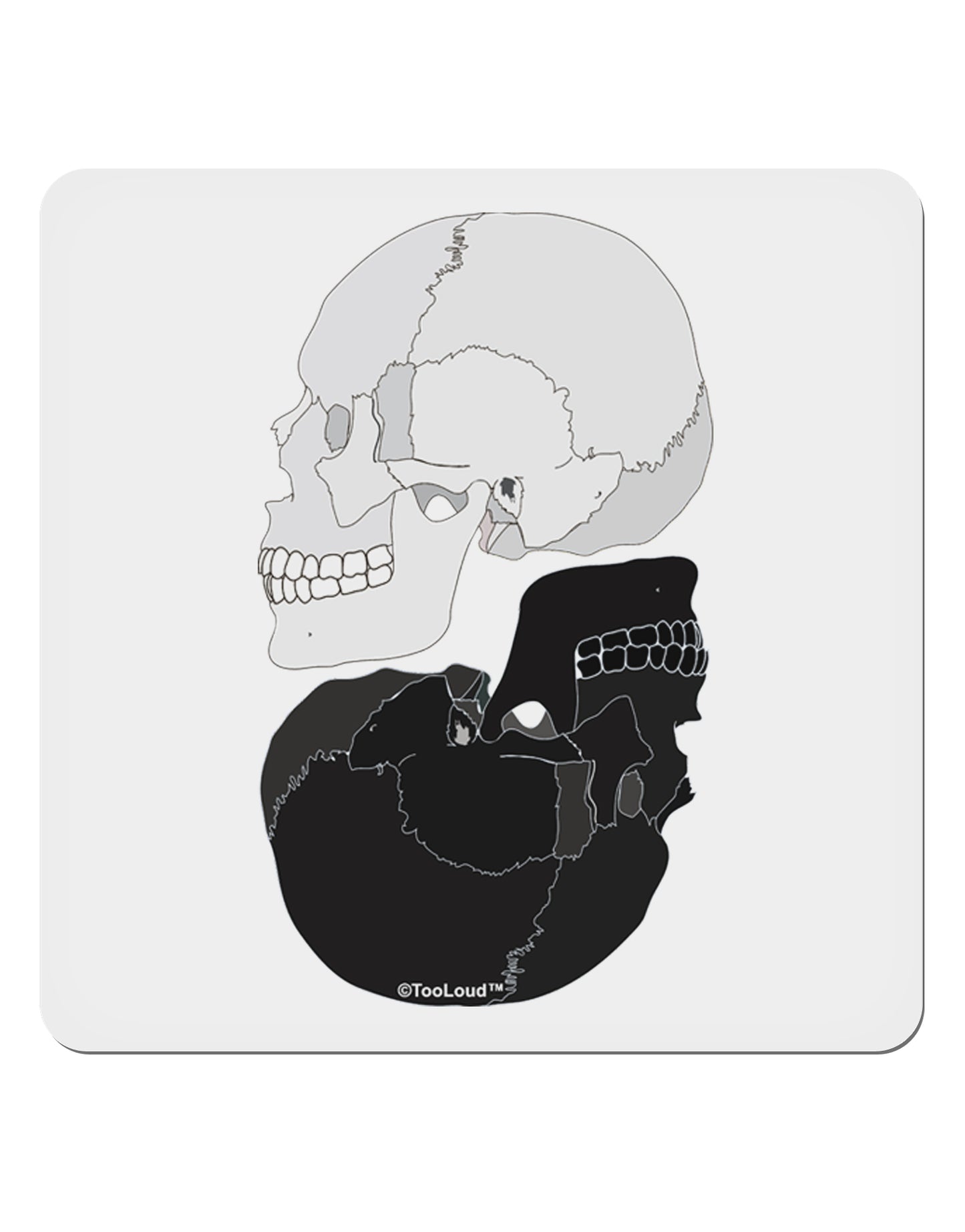 White And Black Inverted Skulls 4x4" Square Sticker 4 Pieces-Stickers-TooLoud-White-Davson Sales