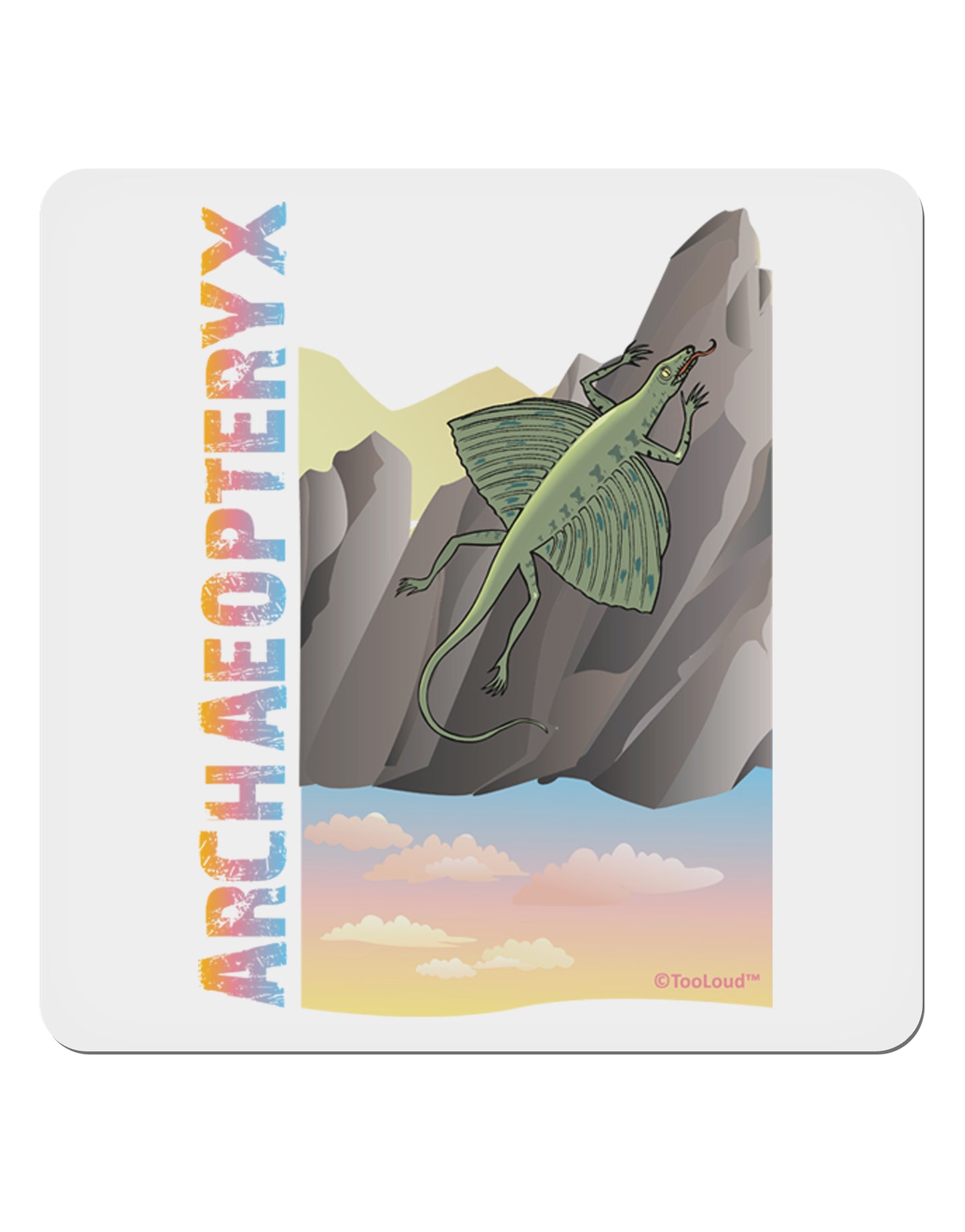 Archaopteryx - With Name 4x4" Square Sticker 4 Pieces-Stickers-TooLoud-White-Davson Sales