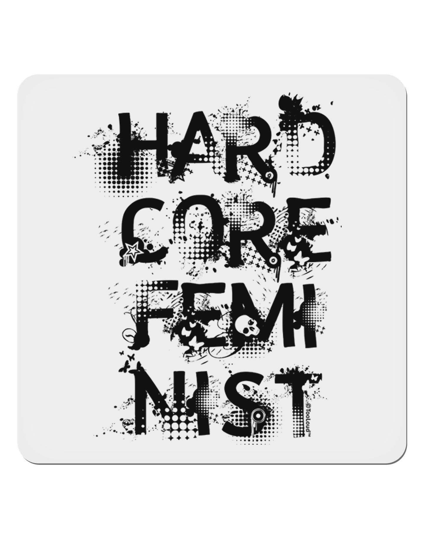 Hardcore Feminist 4x4" Square Sticker 4 Pieces-Stickers-TooLoud-White-Davson Sales