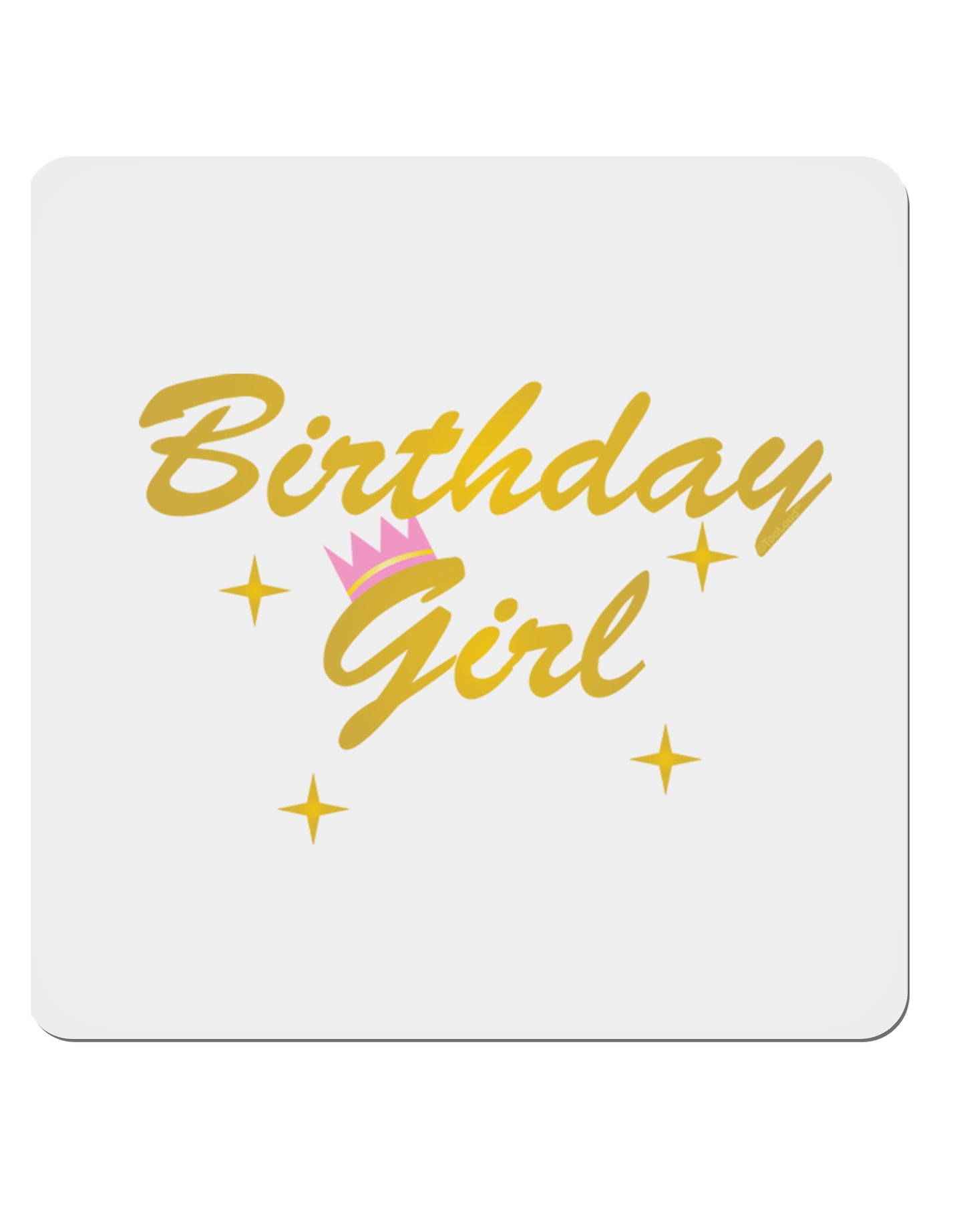 Birthday Girl Text 4x4" Square Sticker-Stickers-TooLoud-1-Davson Sales
