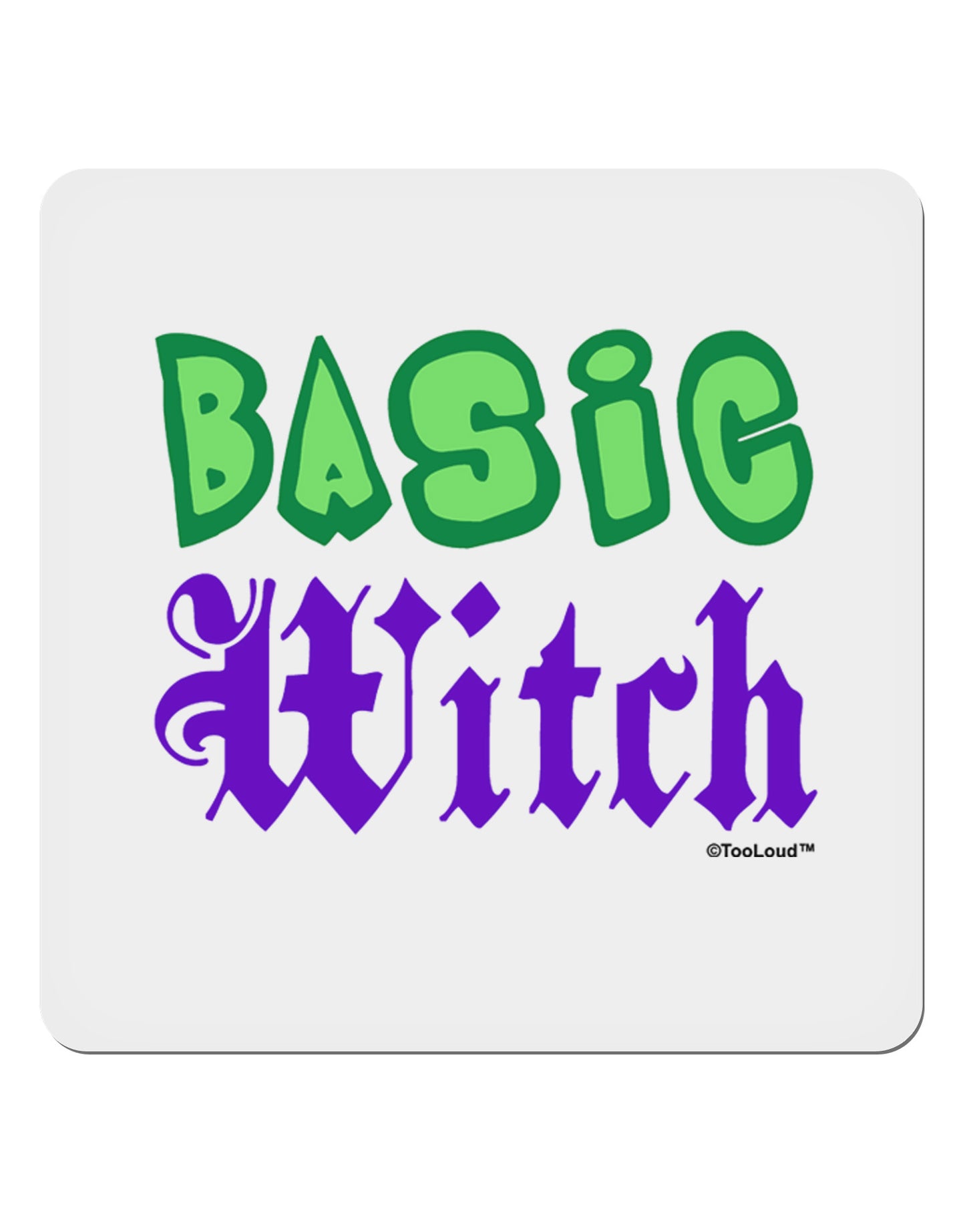 Basic Witch Color Green 4x4" Square Sticker 4 Pieces-Stickers-TooLoud-White-Davson Sales
