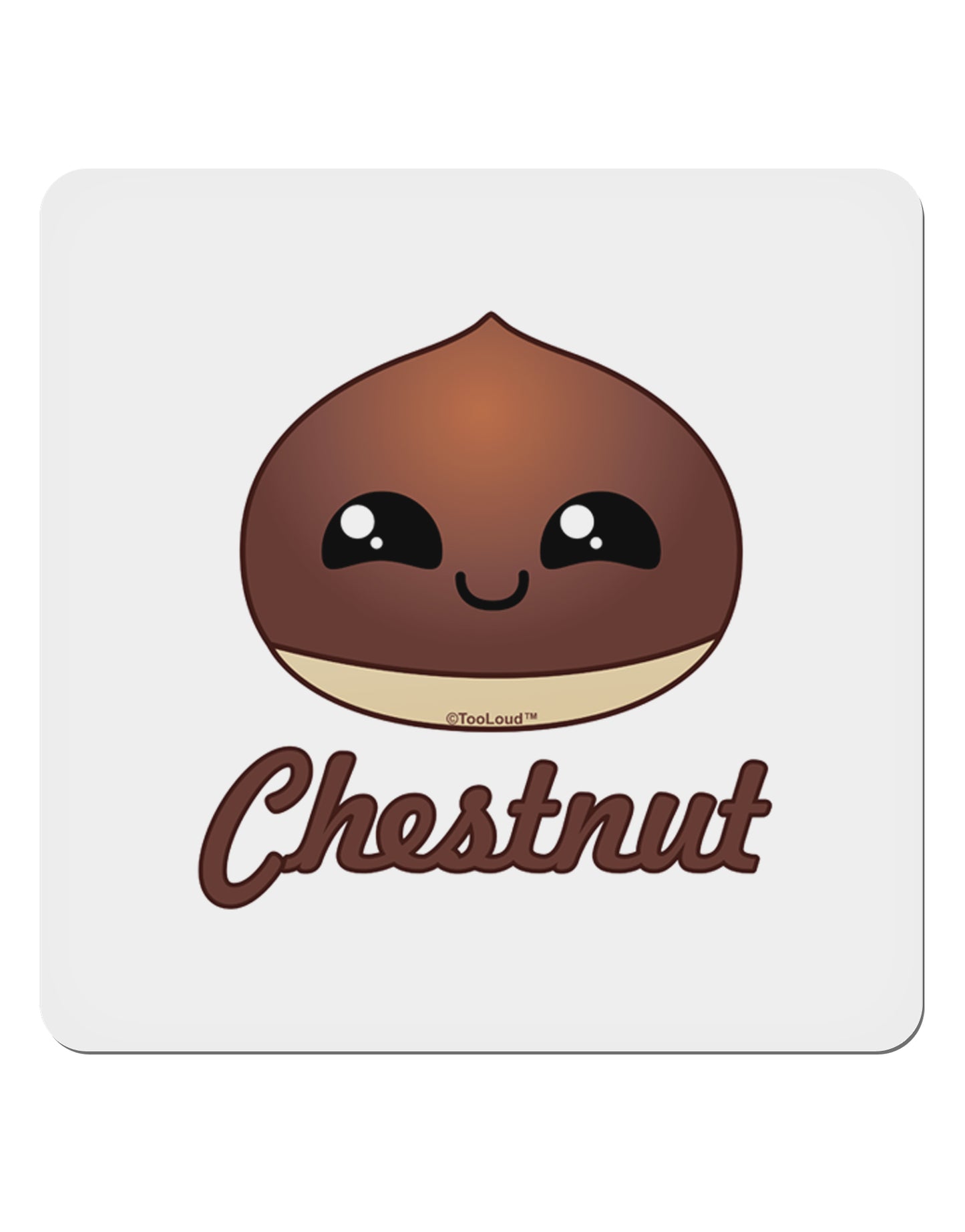 Cute Chestnut Design - Christmas Text 4x4" Square Sticker 4 Pieces-Stickers-TooLoud-White-Davson Sales
