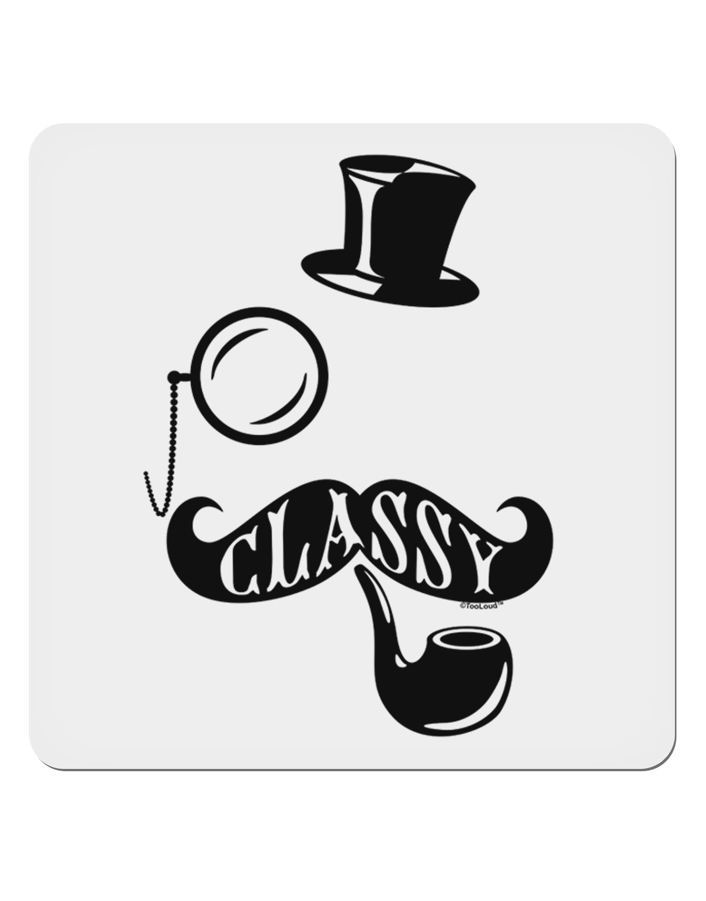 Classy Tophat Mustache Pipe and Monocle 4x4" Square Sticker 4 Pieces-Stickers-TooLoud-White-Davson Sales