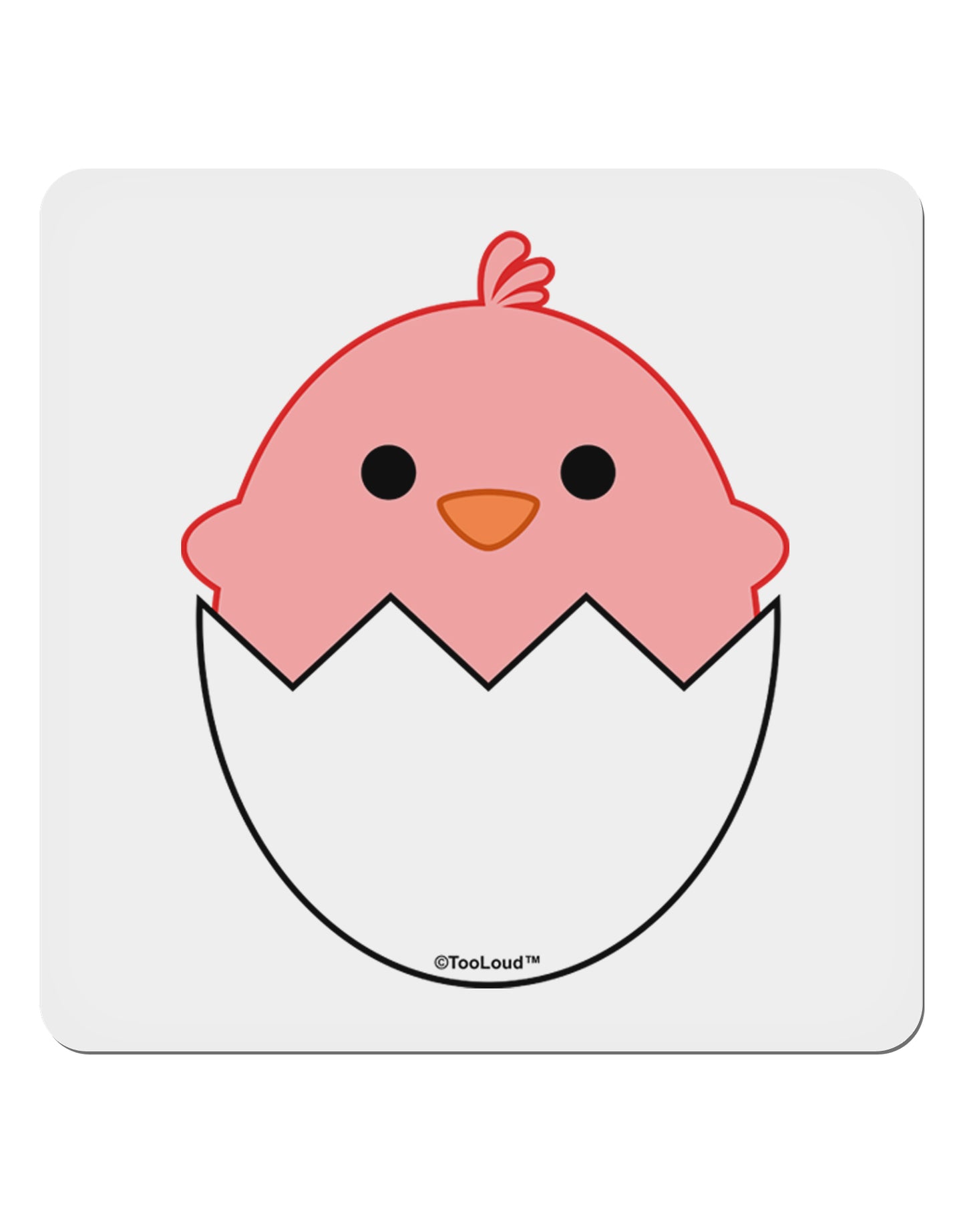Cute Hatching Chick - Pink 4x4" Square Sticker 4 Pieces-Stickers-TooLoud-White-Davson Sales