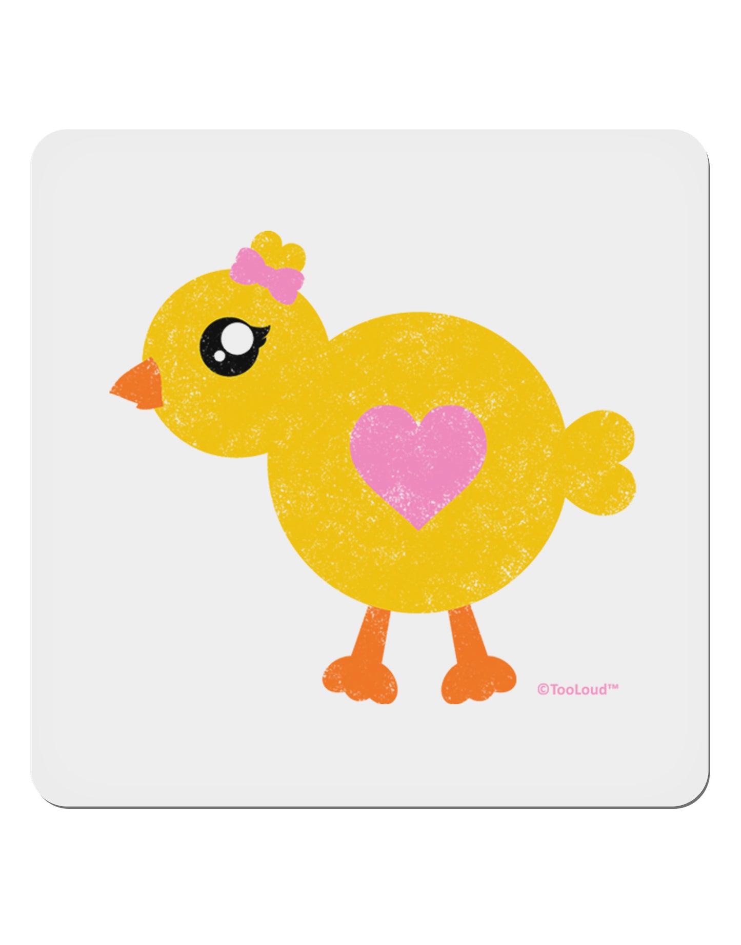 Cute Chick with Bow - Crayon Style Drawing 4x4" Square Sticker 4 Pieces-Stickers-TooLoud-White-Davson Sales