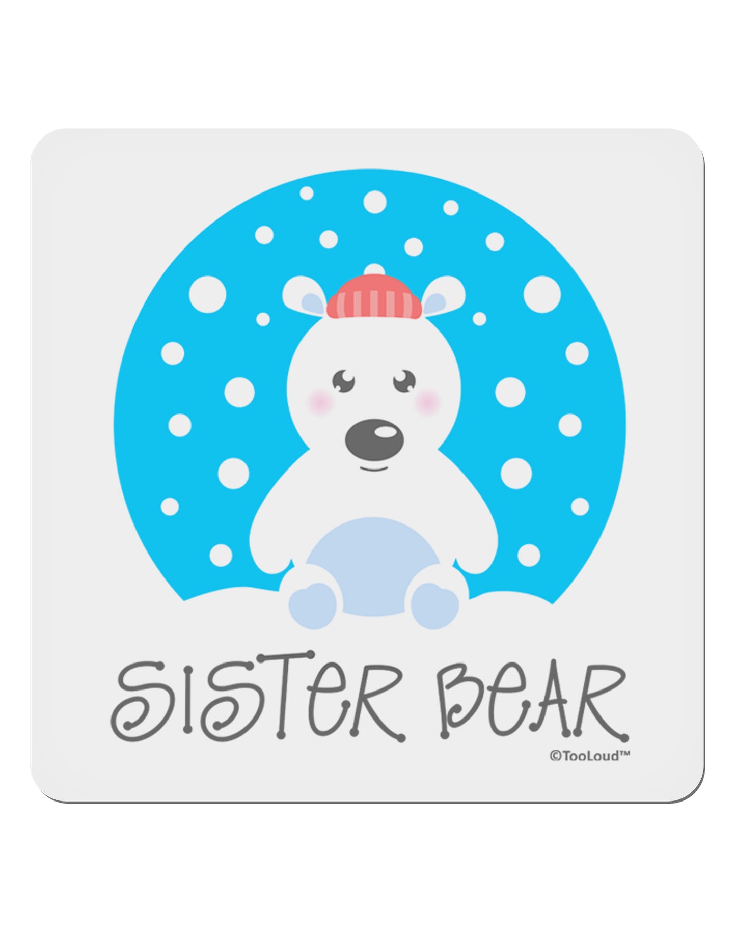 Matching Polar Bear Family - Sister Bear 4x4" Square Sticker 4 Pieces-Stickers-TooLoud-White-Davson Sales