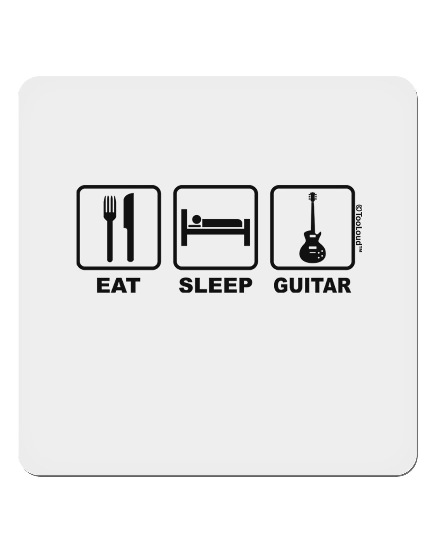 Eat Sleep Guitar Design 4x4" Square Sticker 4 Pieces-Stickers-TooLoud-White-Davson Sales