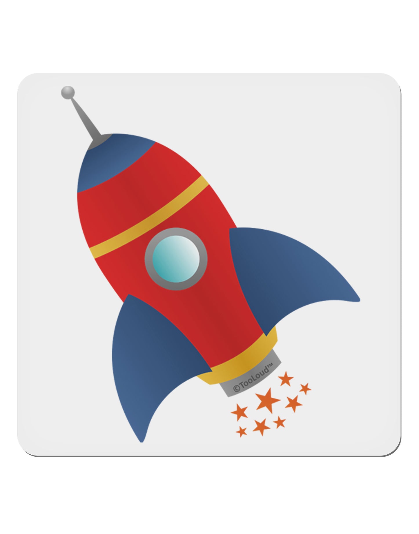 Space Rocket Ship and Stars 4x4" Square Sticker 4 Pieces-Stickers-TooLoud-White-Davson Sales