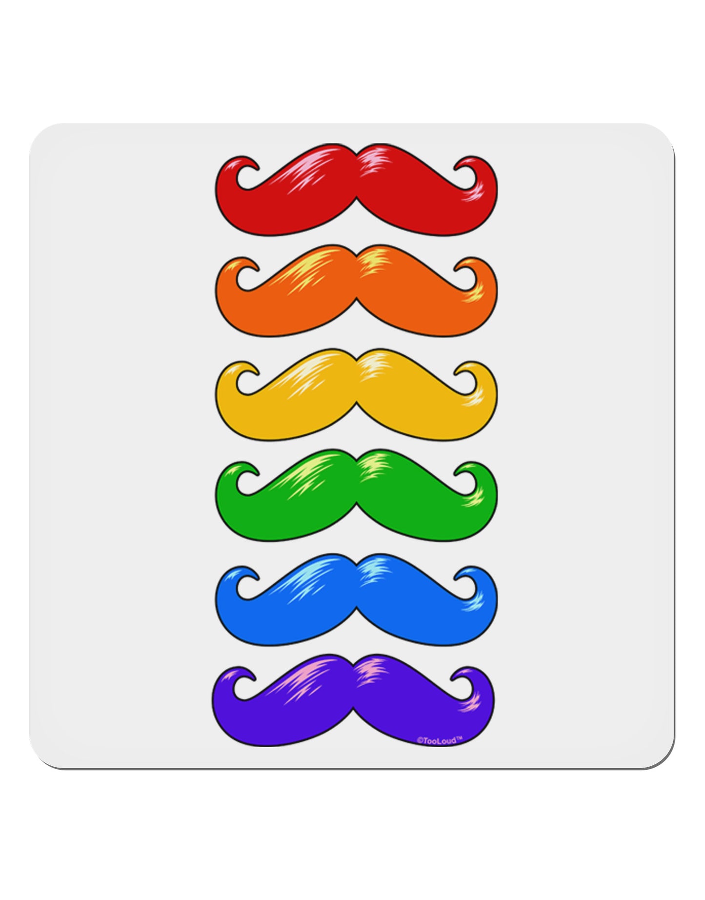 Colorful Rainbow Mustaches 4x4" Square Sticker 4 Pieces-Stickers-TooLoud-White-Davson Sales