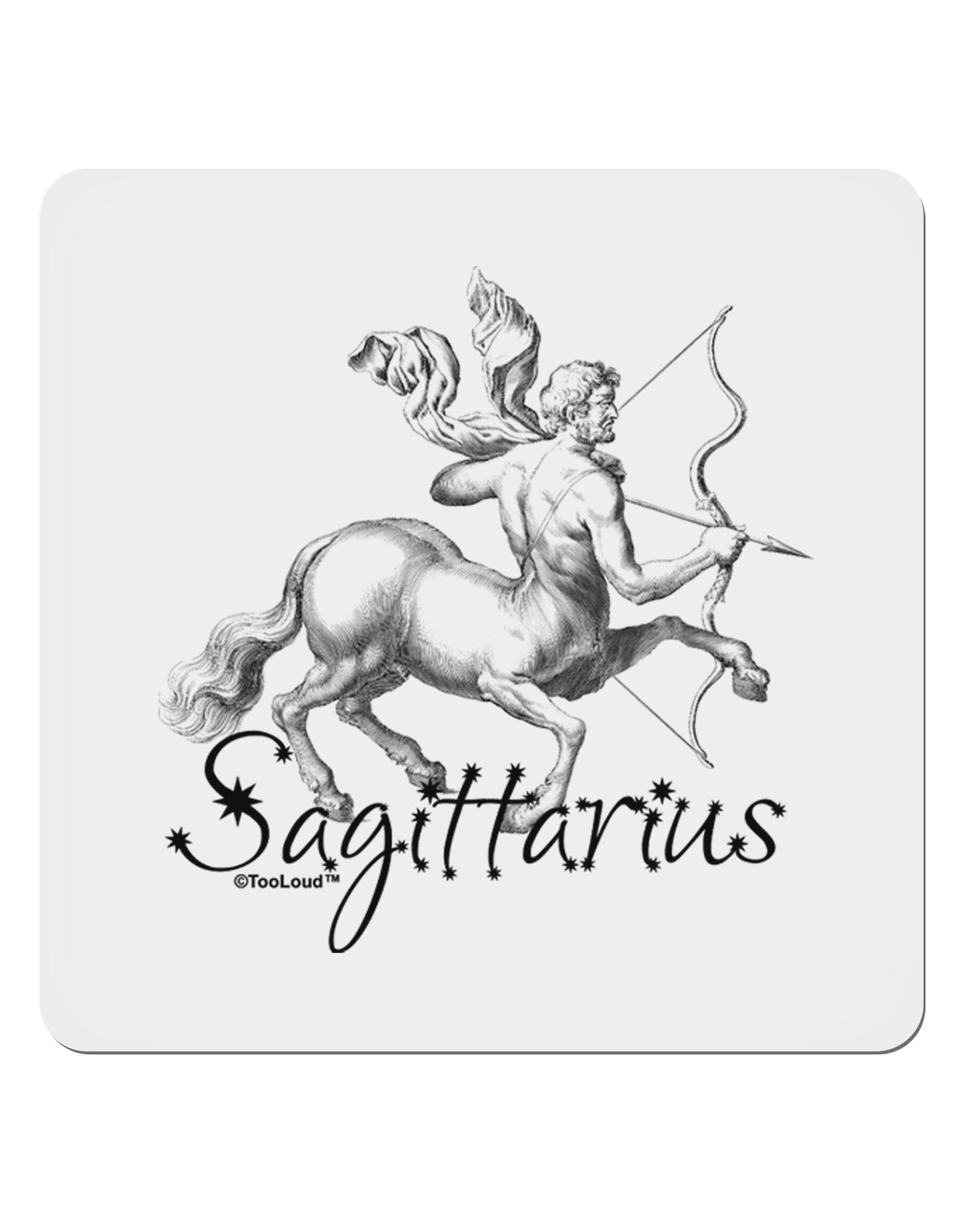 Sagittarius Illustration 4x4" Square Sticker 4 Pieces-Stickers-TooLoud-White-Davson Sales