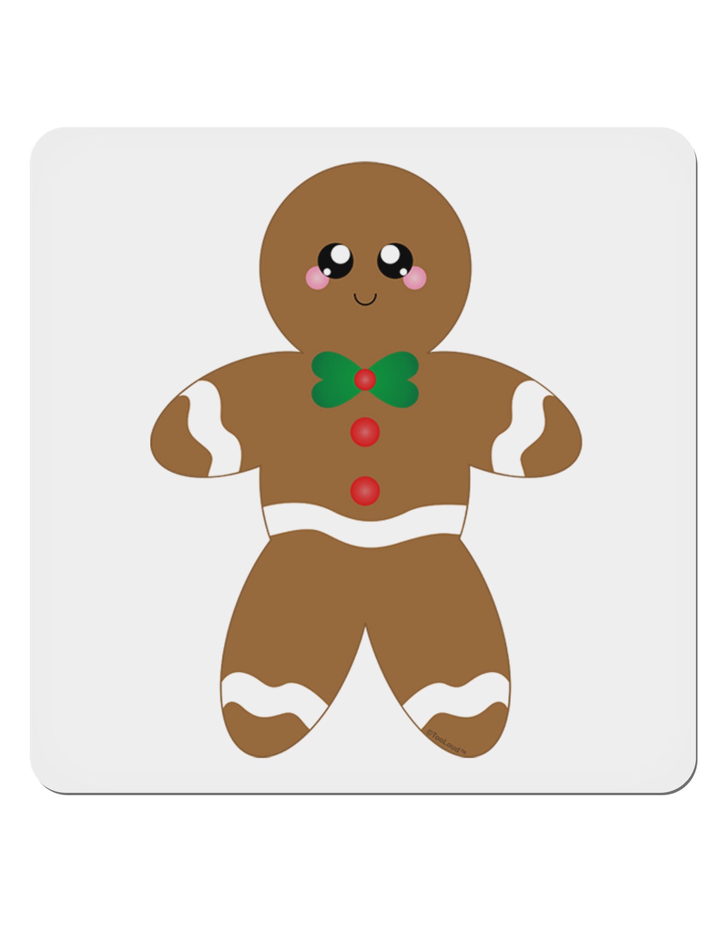 Cute Gingerbread Man Christmas 4x4" Square Sticker 4 Pieces-Stickers-TooLoud-White-Davson Sales