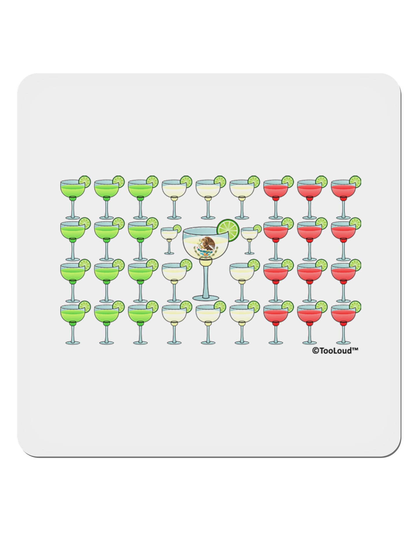 Mexican Flag of Margaritas 4x4" Square Sticker 4 Pieces-Stickers-TooLoud-White-Davson Sales