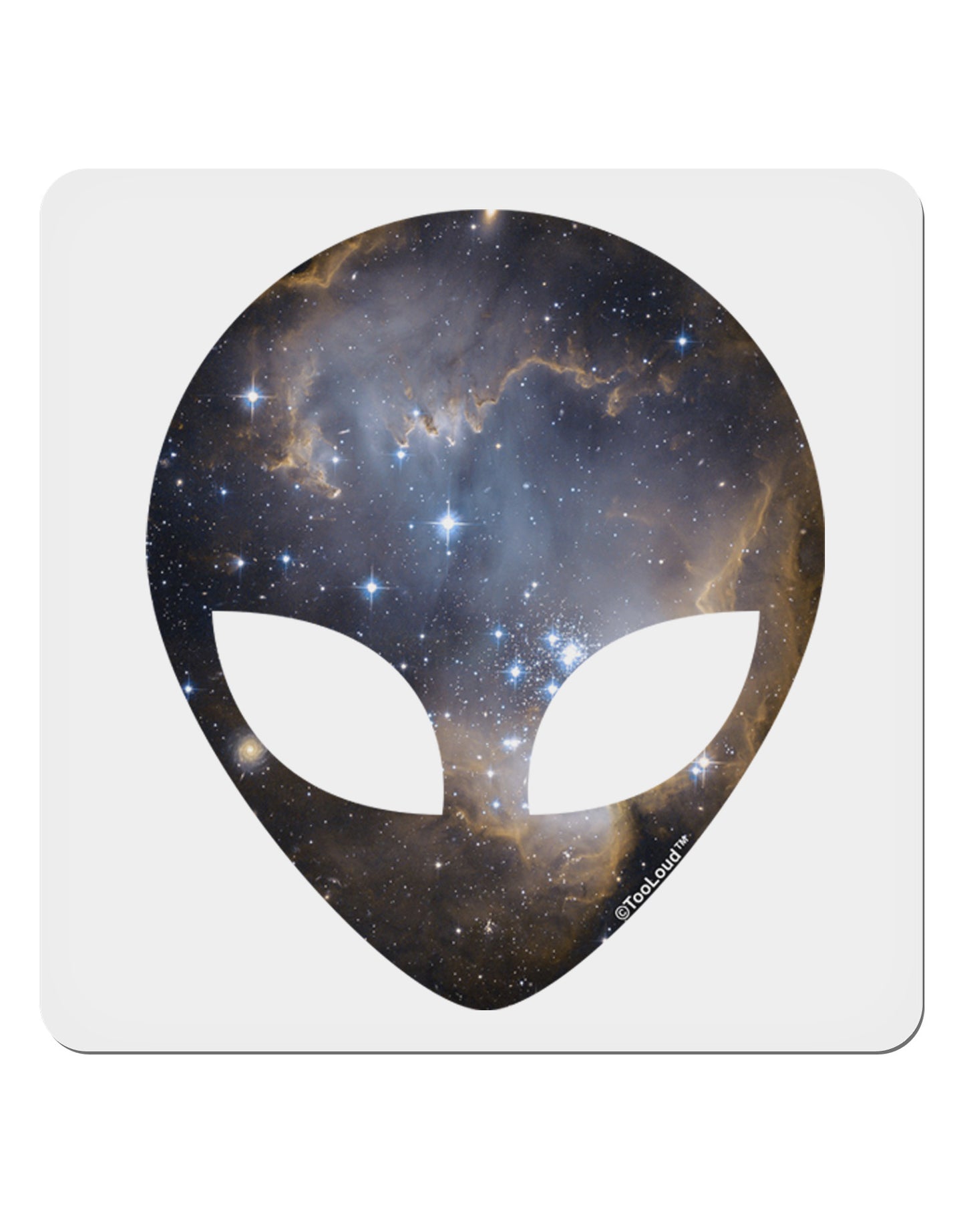 Extraterrestrial Face - Space #1 4x4" Square Sticker 4 Pieces-Stickers-TooLoud-White-Davson Sales