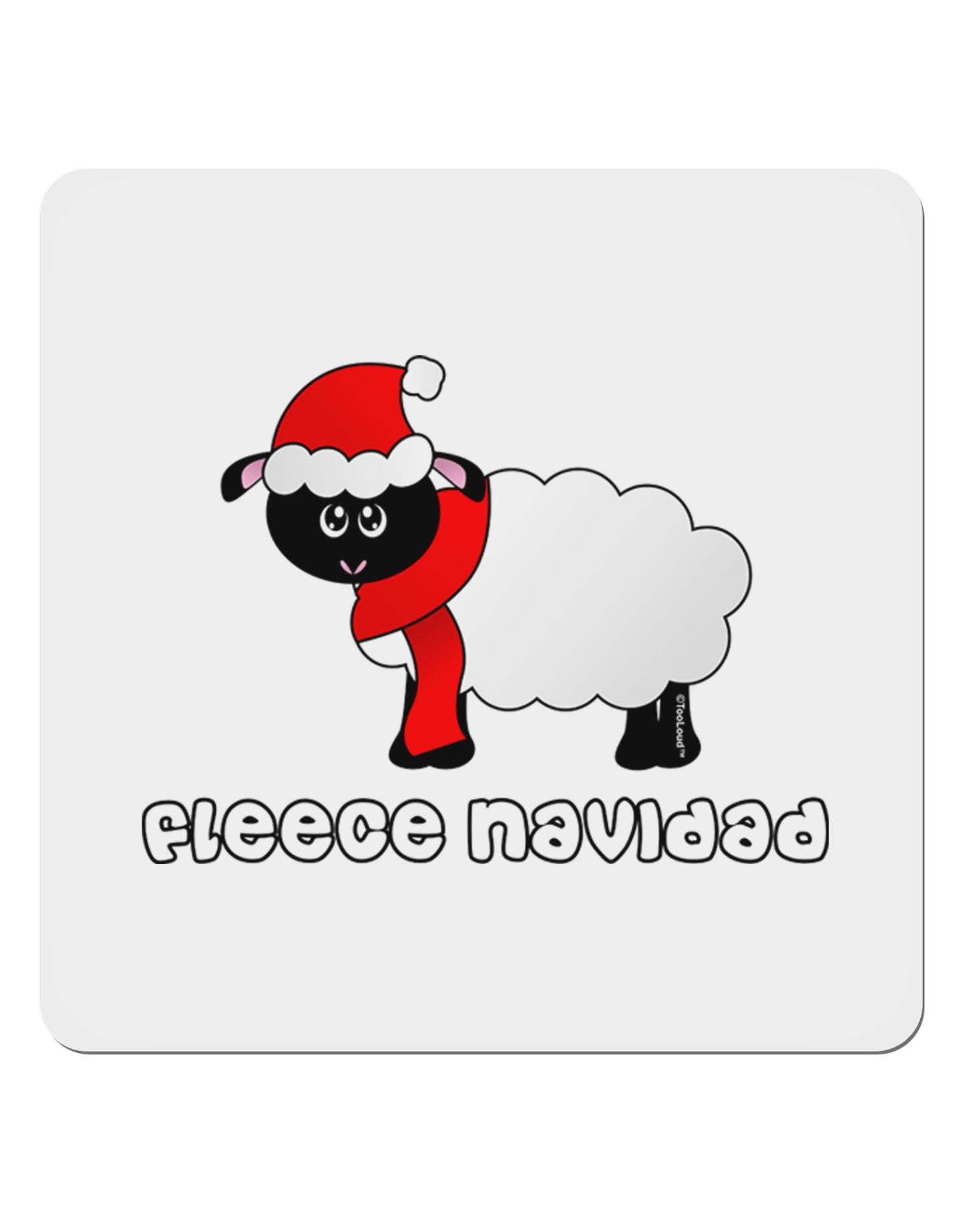 Fleece Navidad Christmas Sheep 4x4" Square Sticker 4 Pieces-Stickers-TooLoud-White-Davson Sales