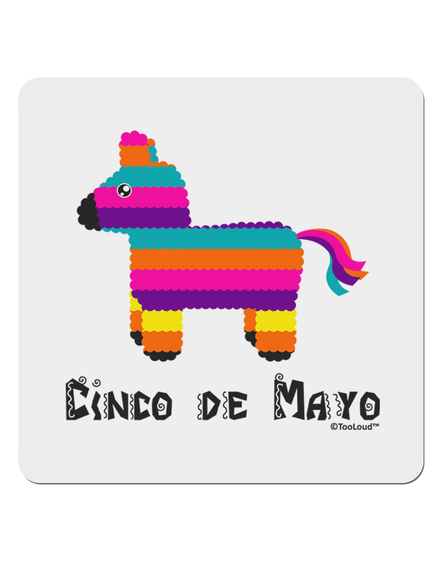 Colorful Pinata Design - Cinco de Mayo 4x4" Square Sticker 4 Pieces-Stickers-TooLoud-White-Davson Sales