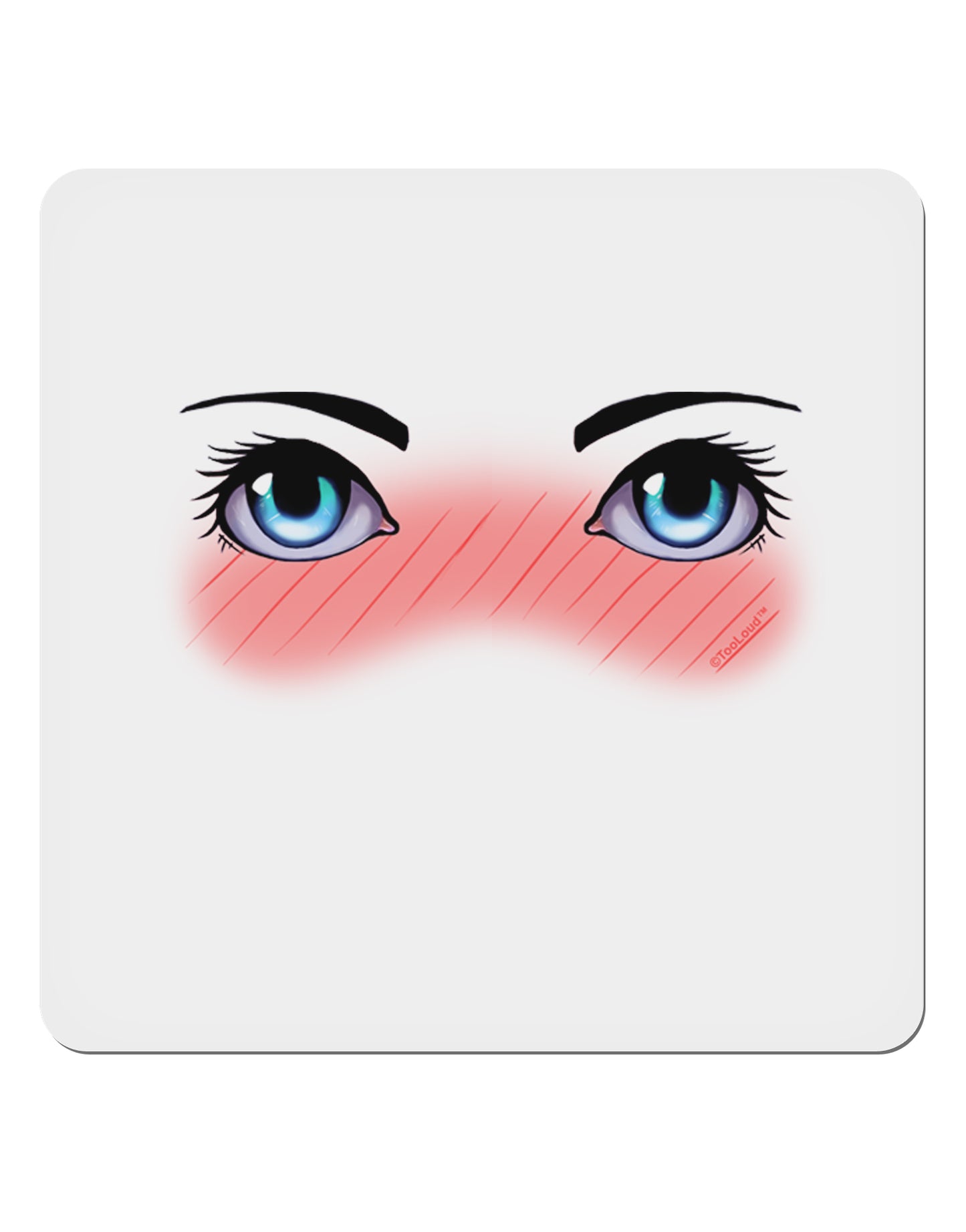 Blushing Anime Eyes 4x4" Square Sticker-Stickers-TooLoud-1-Davson Sales