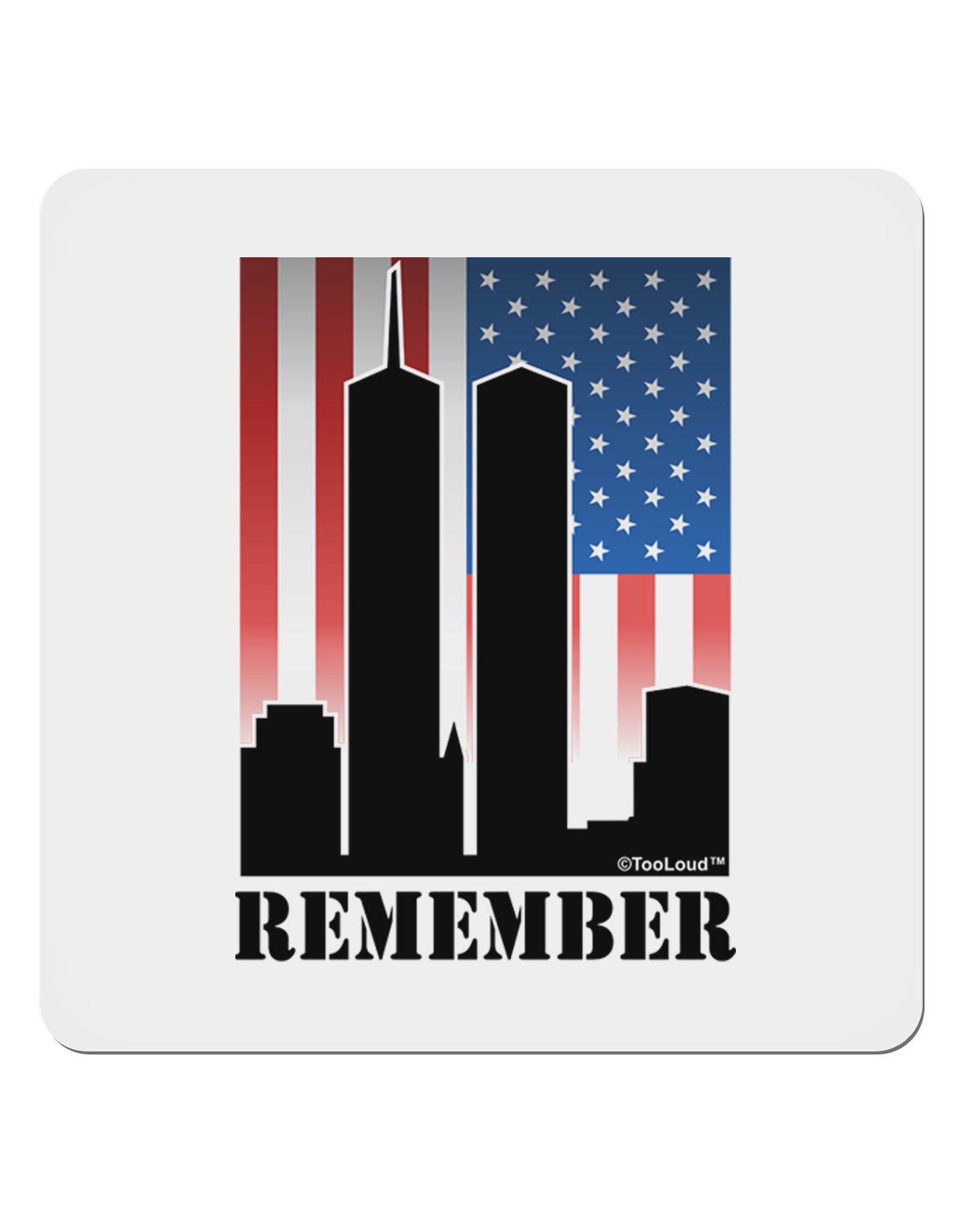 TooLoud Twin Towers Remember 4x4" Square Sticker-Stickers-TooLoud-1-Davson Sales