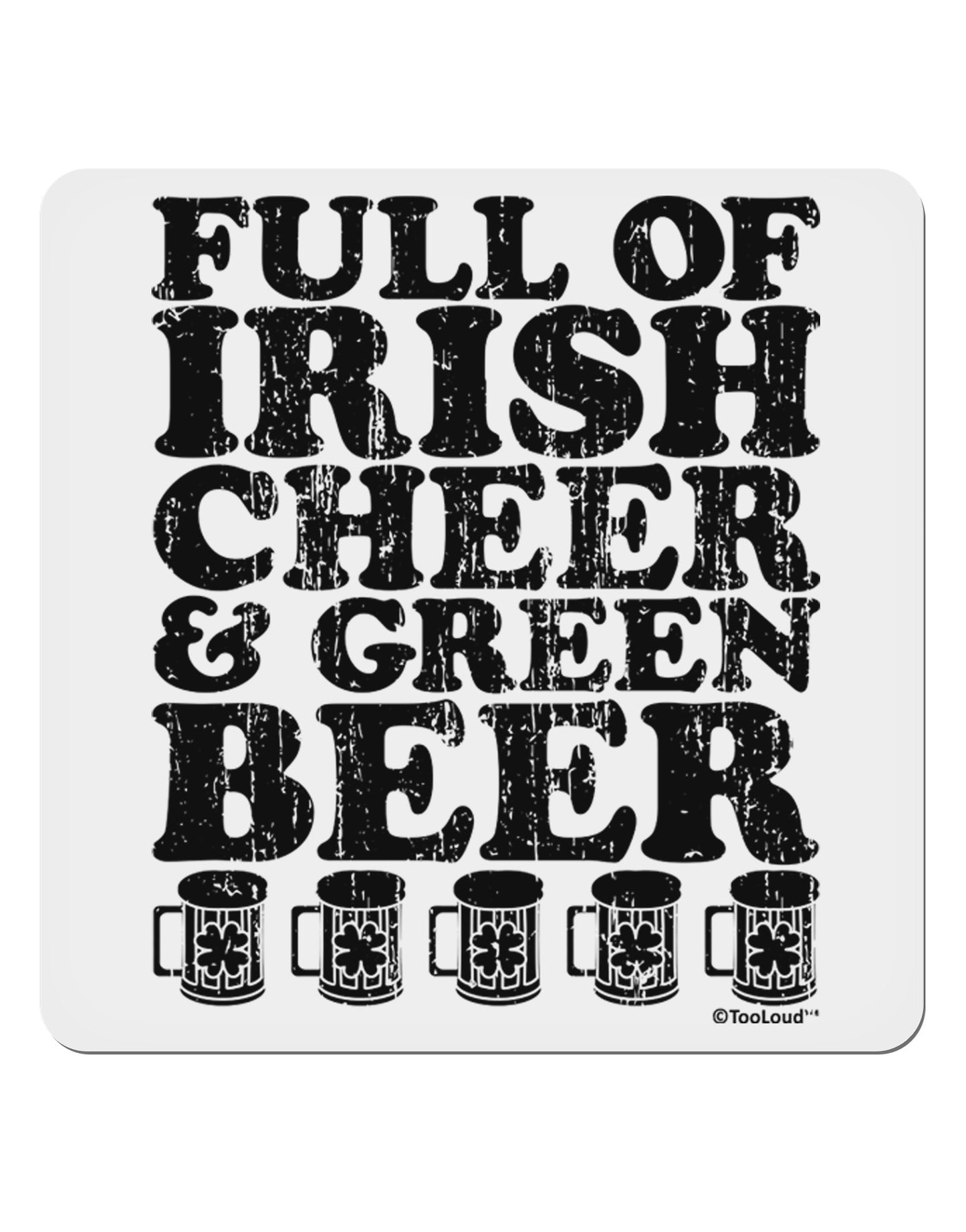 Full of Irish Cheer and Green Beer 4x4" Square Sticker 4 Pieces-Stickers-TooLoud-White-Davson Sales