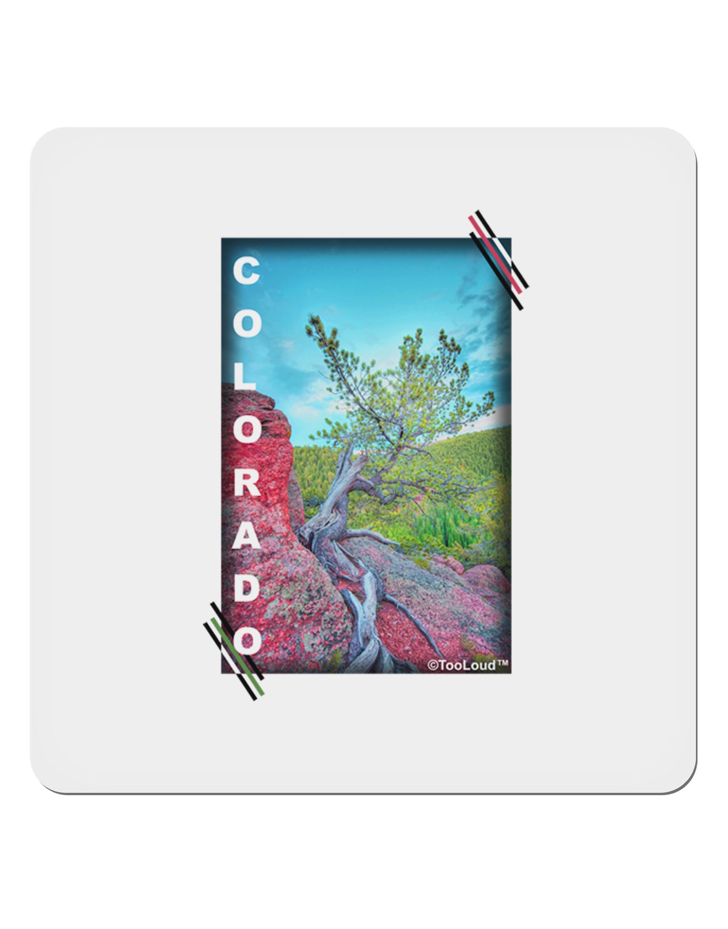 CO Cliffside Tree Text 4x4" Square Sticker-Stickers-TooLoud-1-Davson Sales