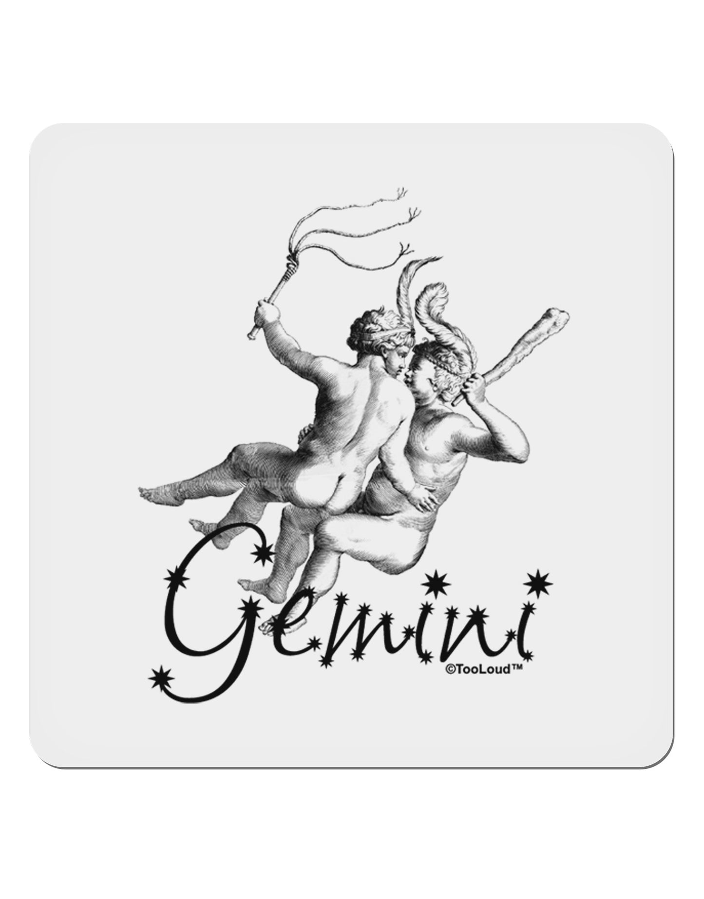 Gemini Illustration 4x4" Square Sticker 4 Pieces-Stickers-TooLoud-White-Davson Sales