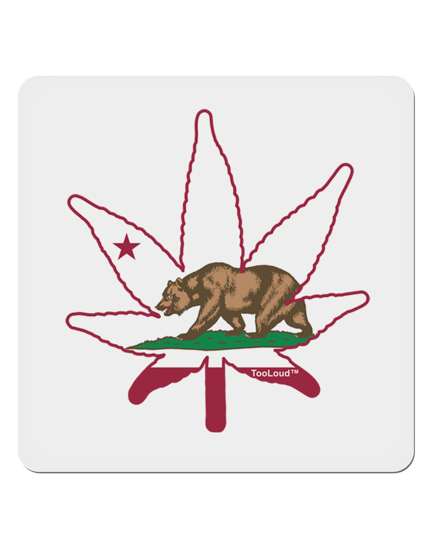 California Bear Leaf Design 4x4" Square Sticker 4 Pieces-Stickers-TooLoud-White-Davson Sales