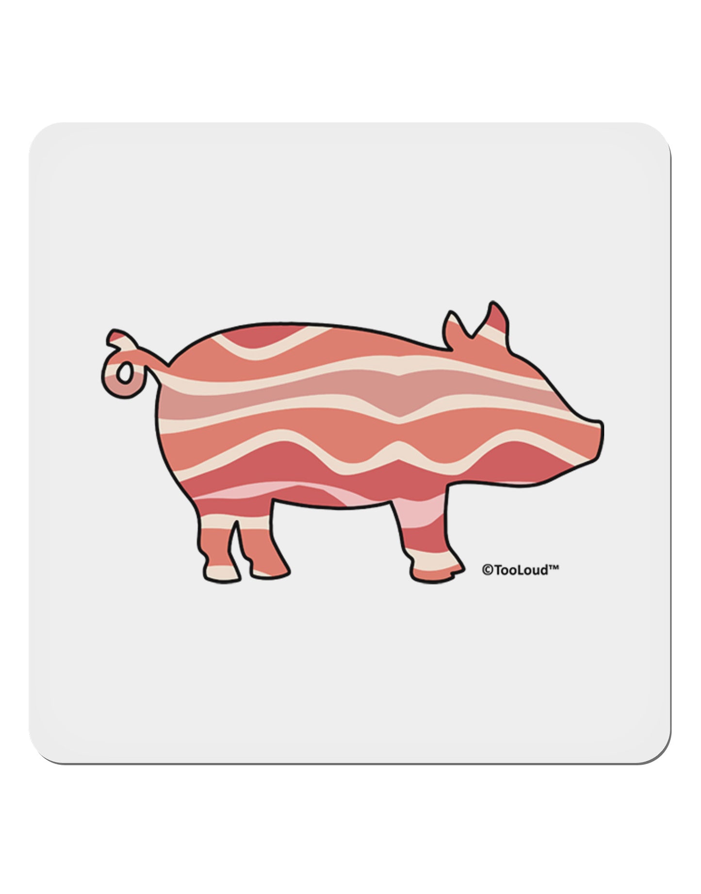 Bacon Pig Silhouette 4x4" Square Sticker 4 Pieces-Stickers-TooLoud-White-Davson Sales