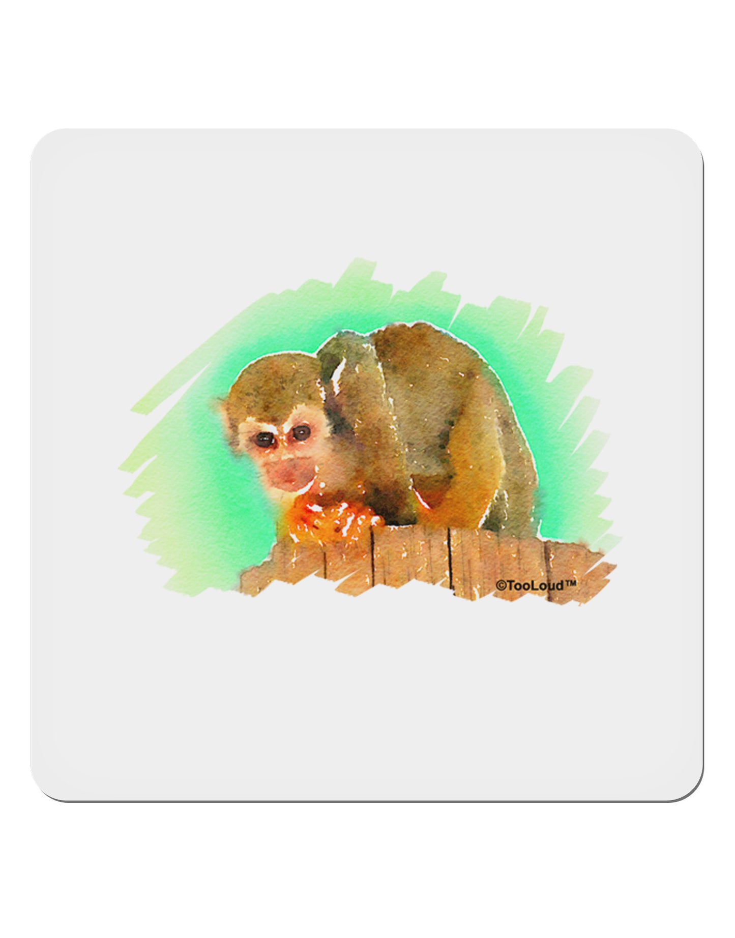 Squirrel Monkey Watercolor 4x4" Square Sticker 4 Pieces-Stickers-TooLoud-White-Davson Sales